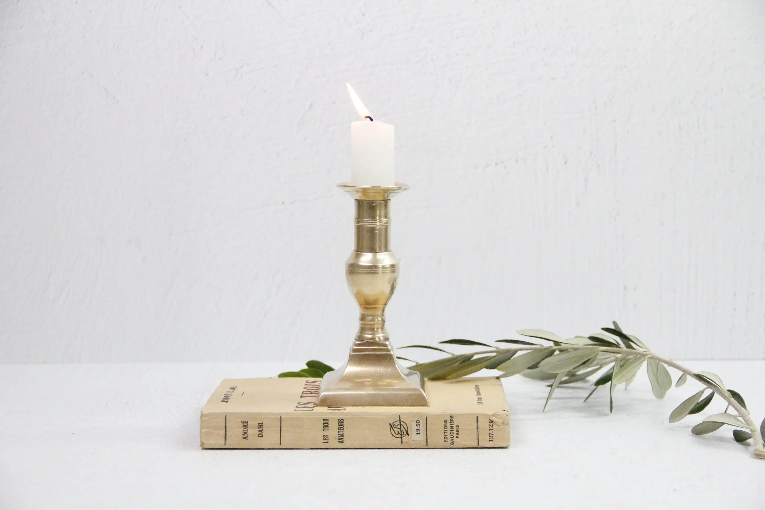 Solid Brass Candle Holder | Antique Taper Candlestick  Debra Hall Lifestyle