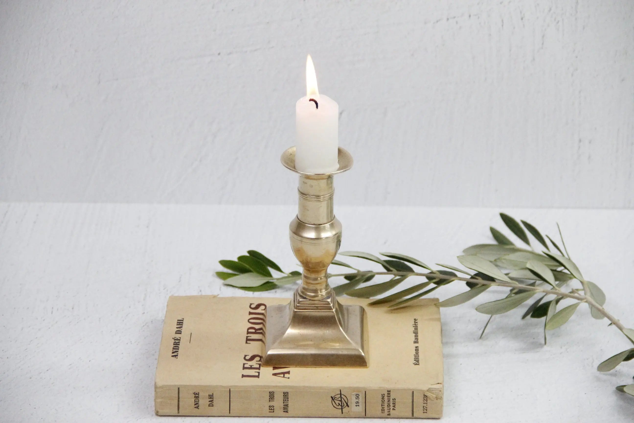 Solid Brass Candle Holder | Antique Taper Candlestick  Debra Hall Lifestyle
