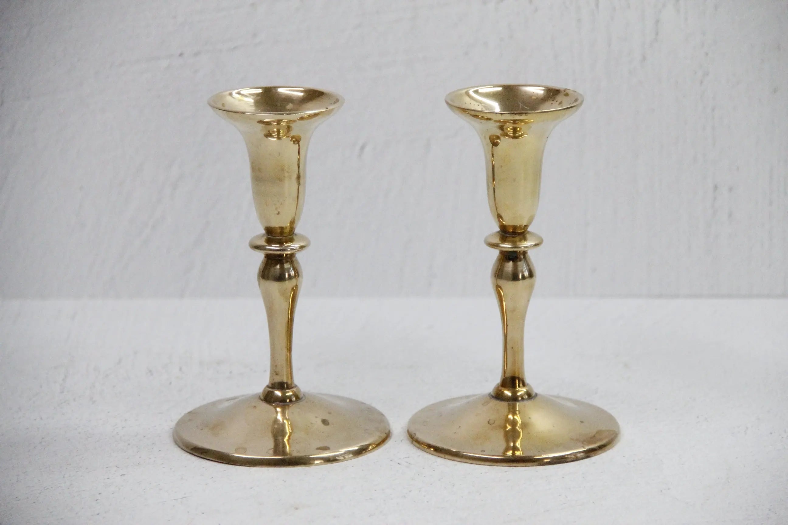 Solid Brass Candlesticks Pair | Heavy Vintage Candle Holders  Debra Hall Lifestyle
