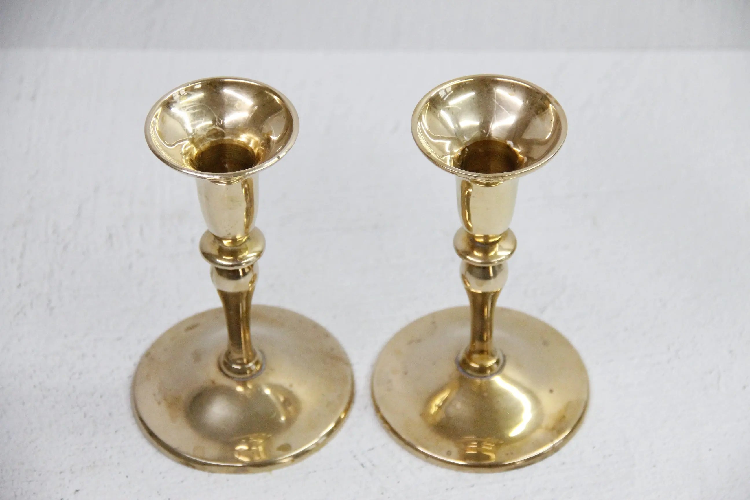 Solid Brass Candlesticks Pair | Heavy Vintage Candle Holders  Debra Hall Lifestyle