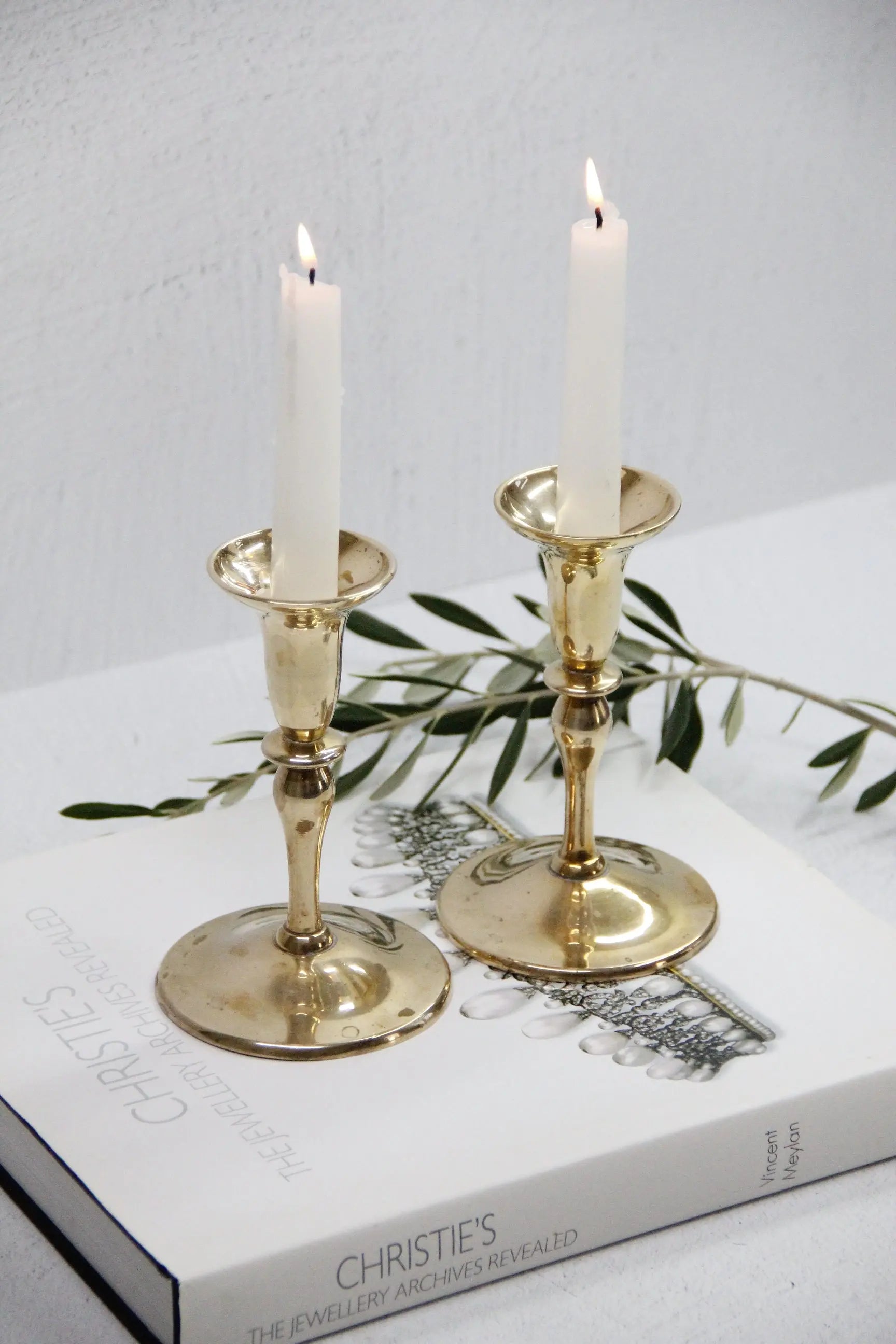 Solid Brass Candlesticks Pair | Heavy Vintage Candle Holders  Debra Hall Lifestyle