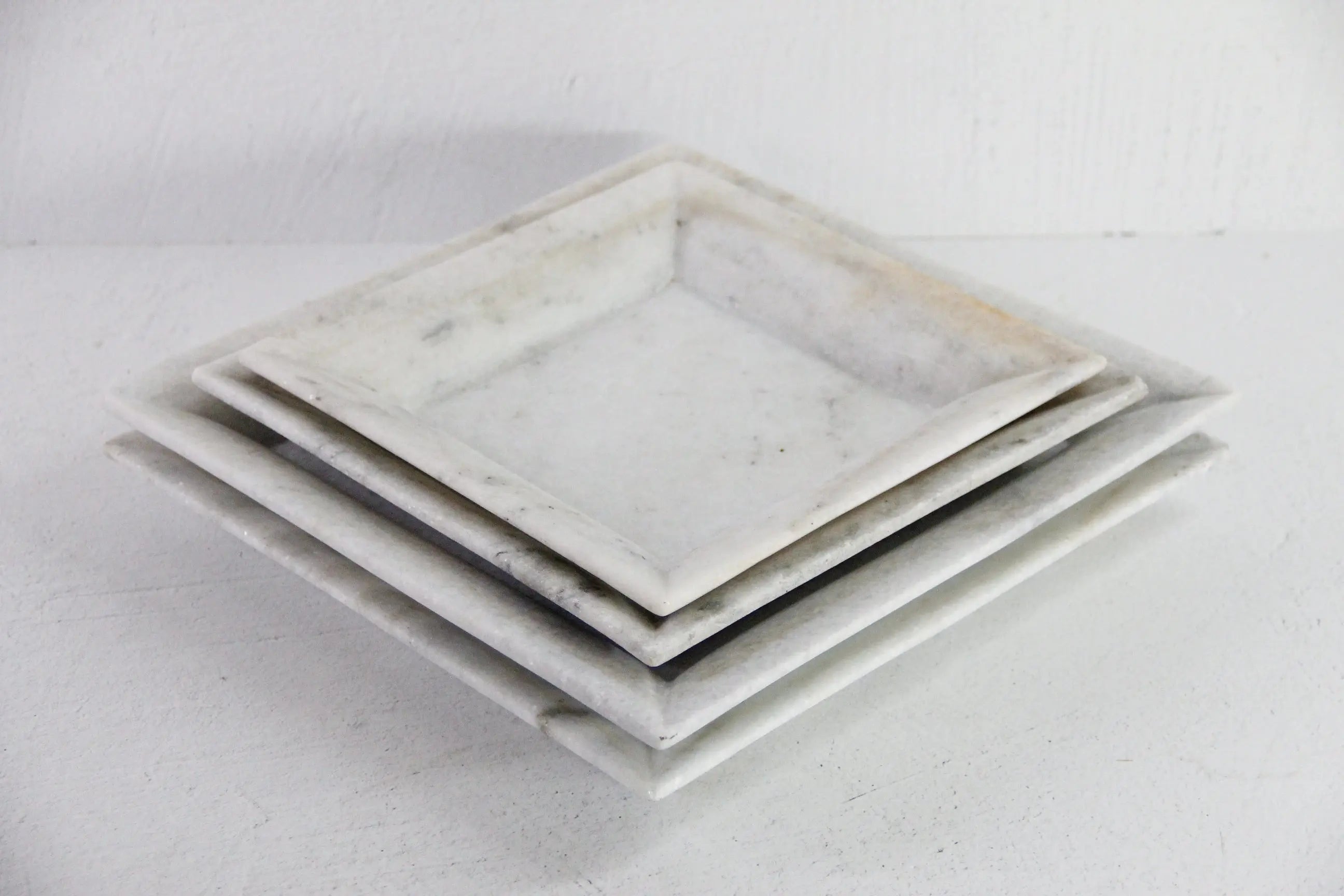 Square Marble Tray | Carved Honed Light Stone Assorted  Debra Hall Lifestyle