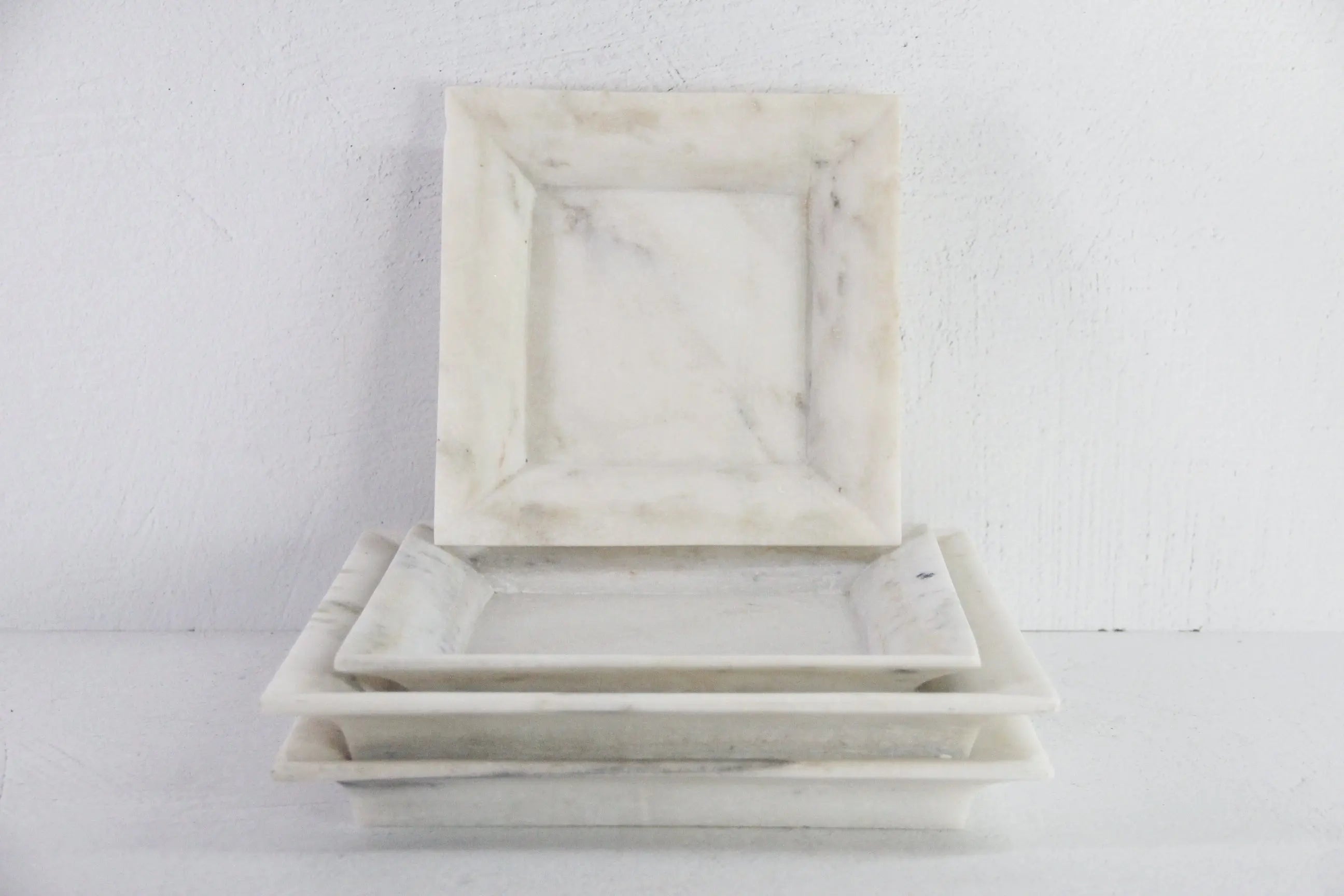 Square White Marble Tray | Carved Honed Stone Assorted  Debra Hall Lifestyle