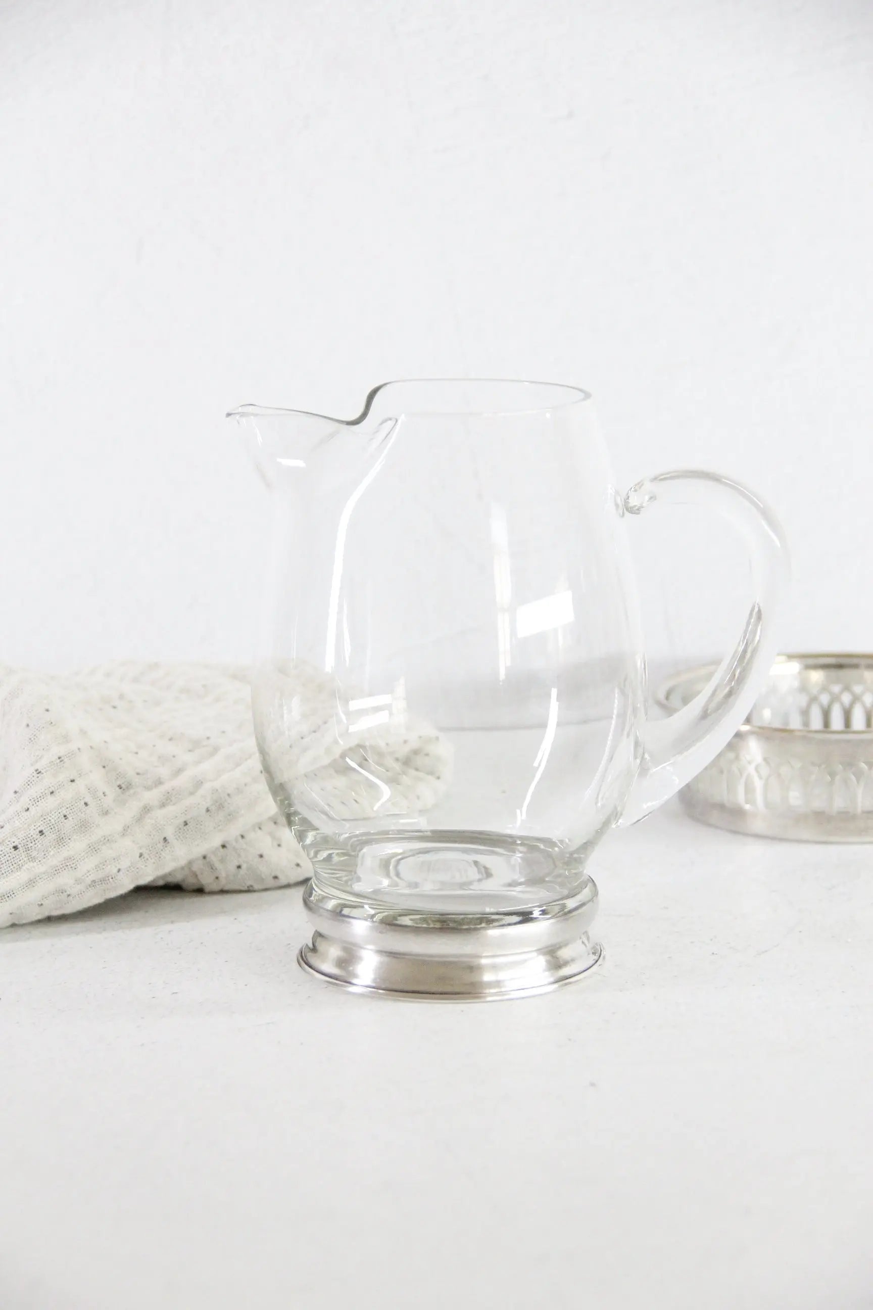 Sterling Pitcher | Footed Hand Blown Glass Cocktail Server  Debra Hall Lifestyle