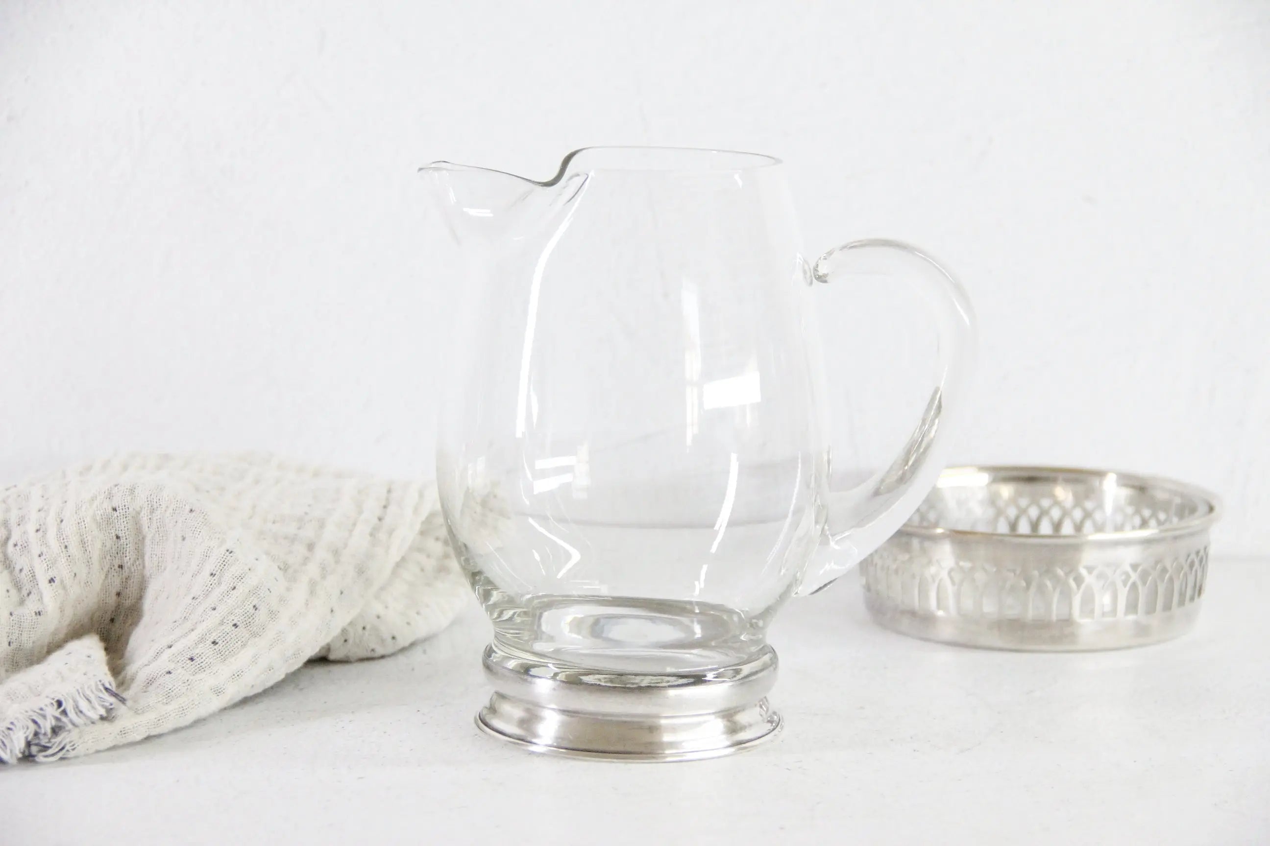 Sterling Pitcher | Footed Hand Blown Glass Cocktail Server  Debra Hall Lifestyle