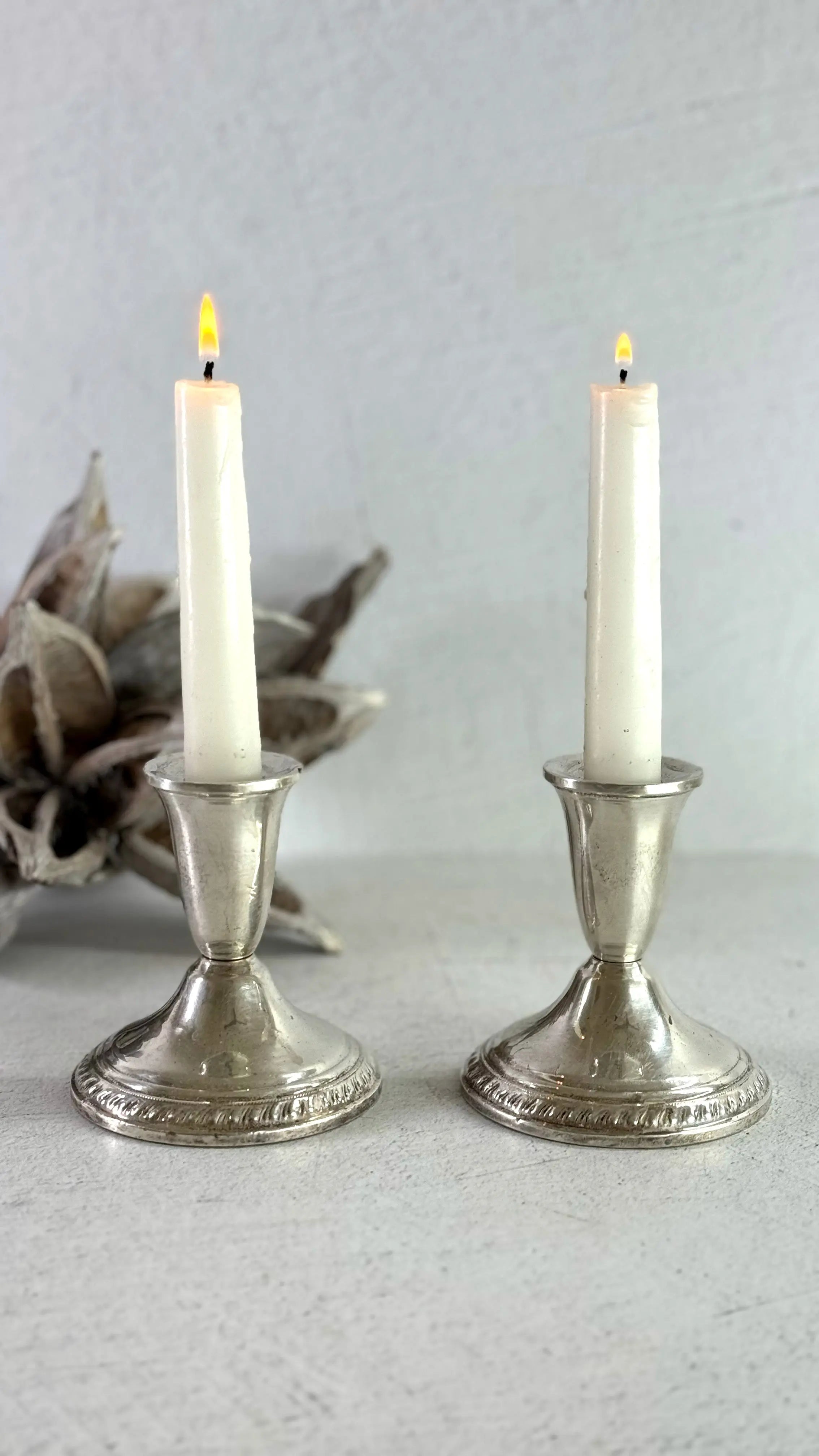 Sterling Silver Candle Holders Pair | Midcentury Duchin Weighted  Debra Hall Lifestyle
