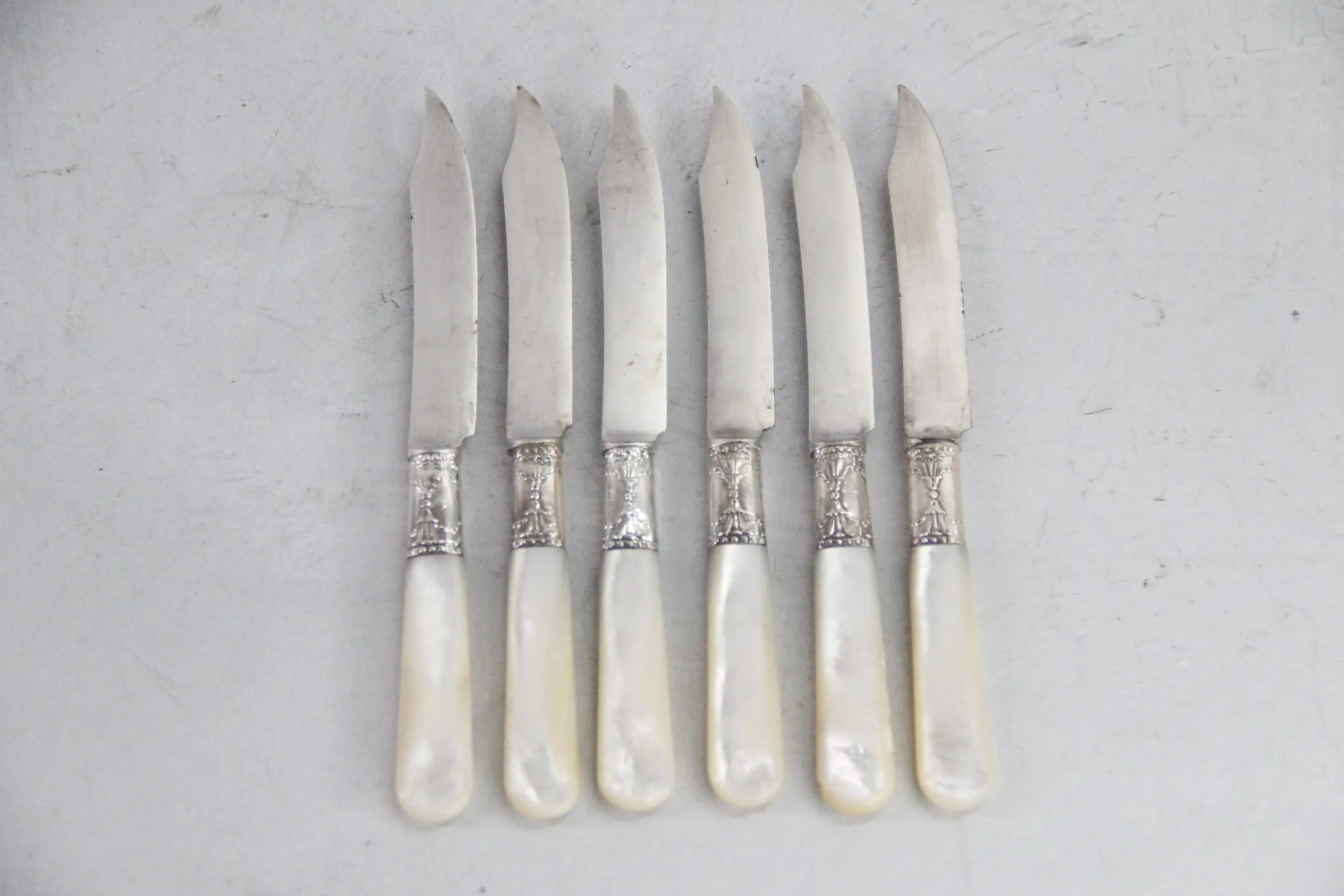 Sterling Silver Knife Set | Antique Fruit Knives Mother of Pearl  Debra Hall Lifestyle
