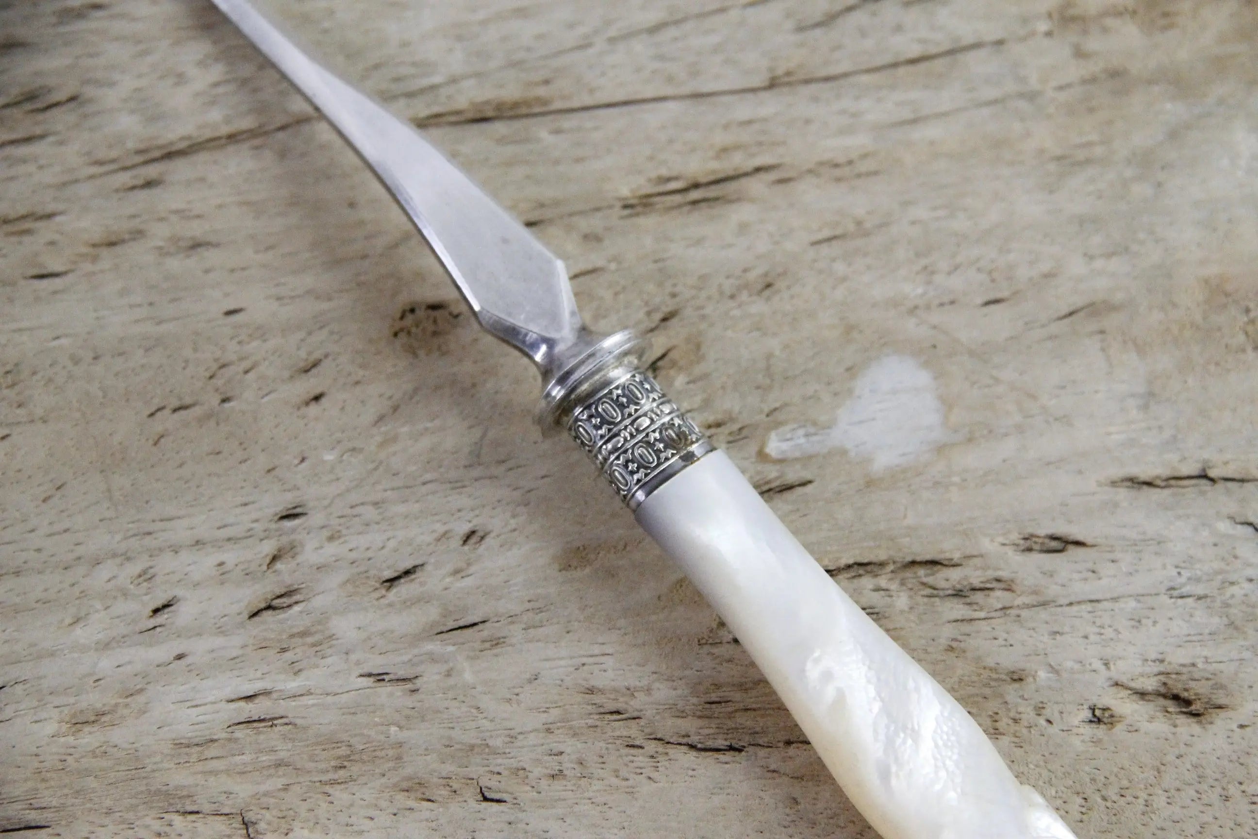Stilton Cheese Scoop Silver with Mother of Pearl | Antique Spoon
