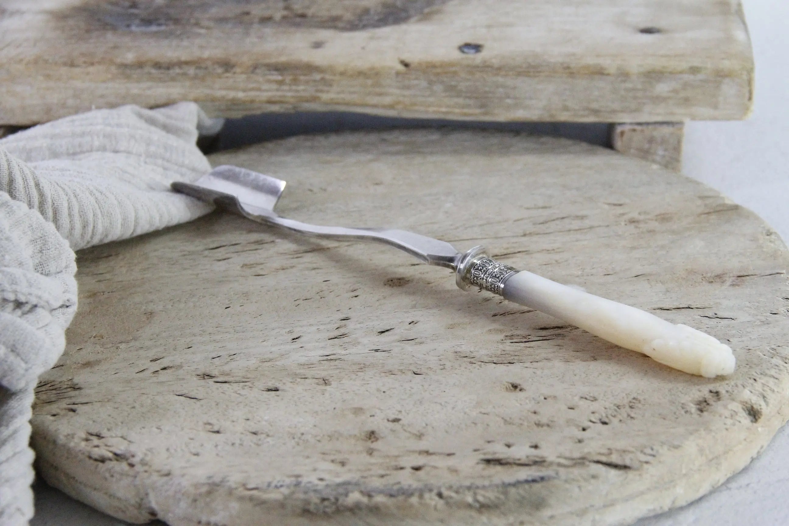 Stilton Cheese Scoop Silver with Mother of Pearl | Antique Spoon