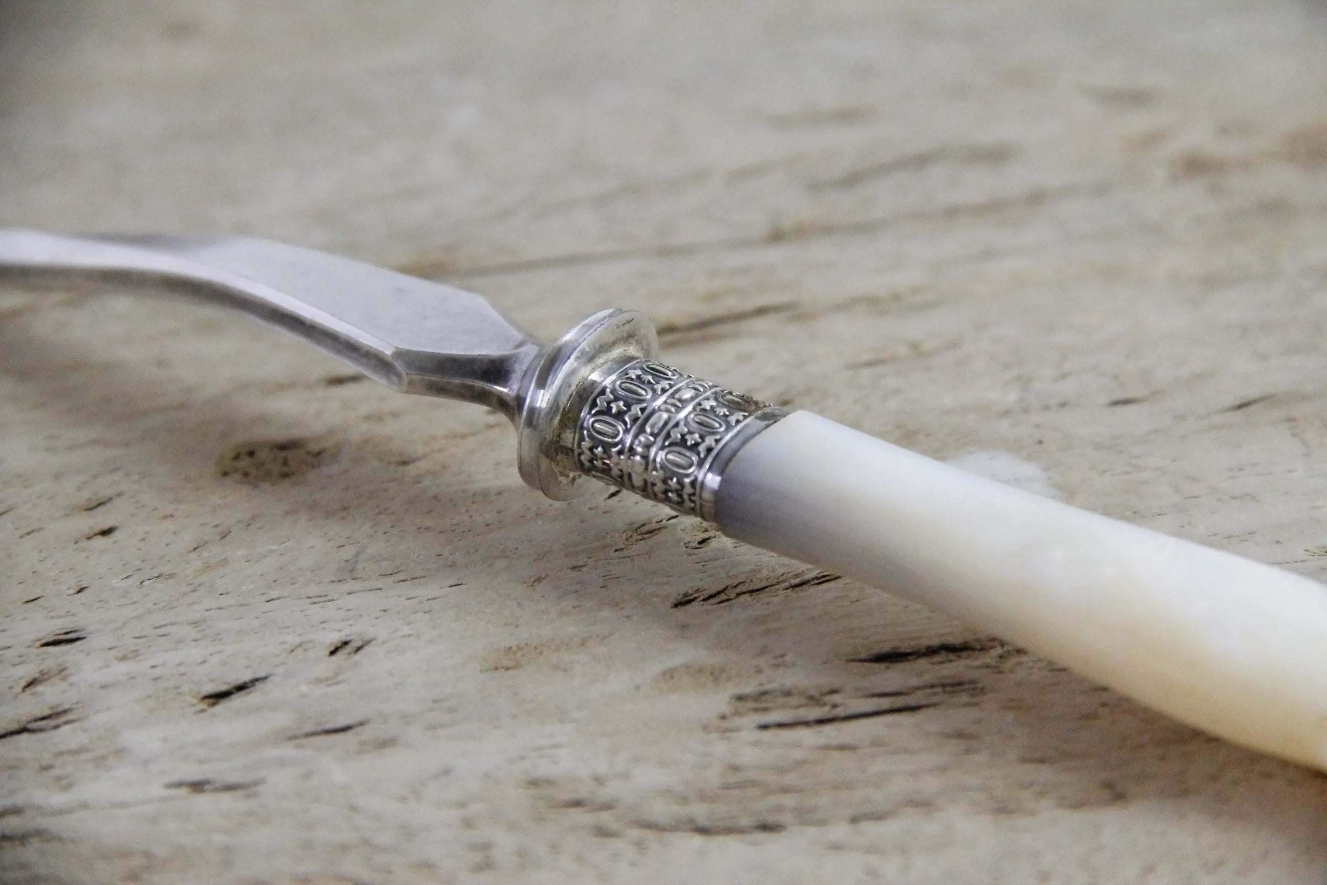Stilton Cheese Scoop Silver with Mother of Pearl | Antique Spoon