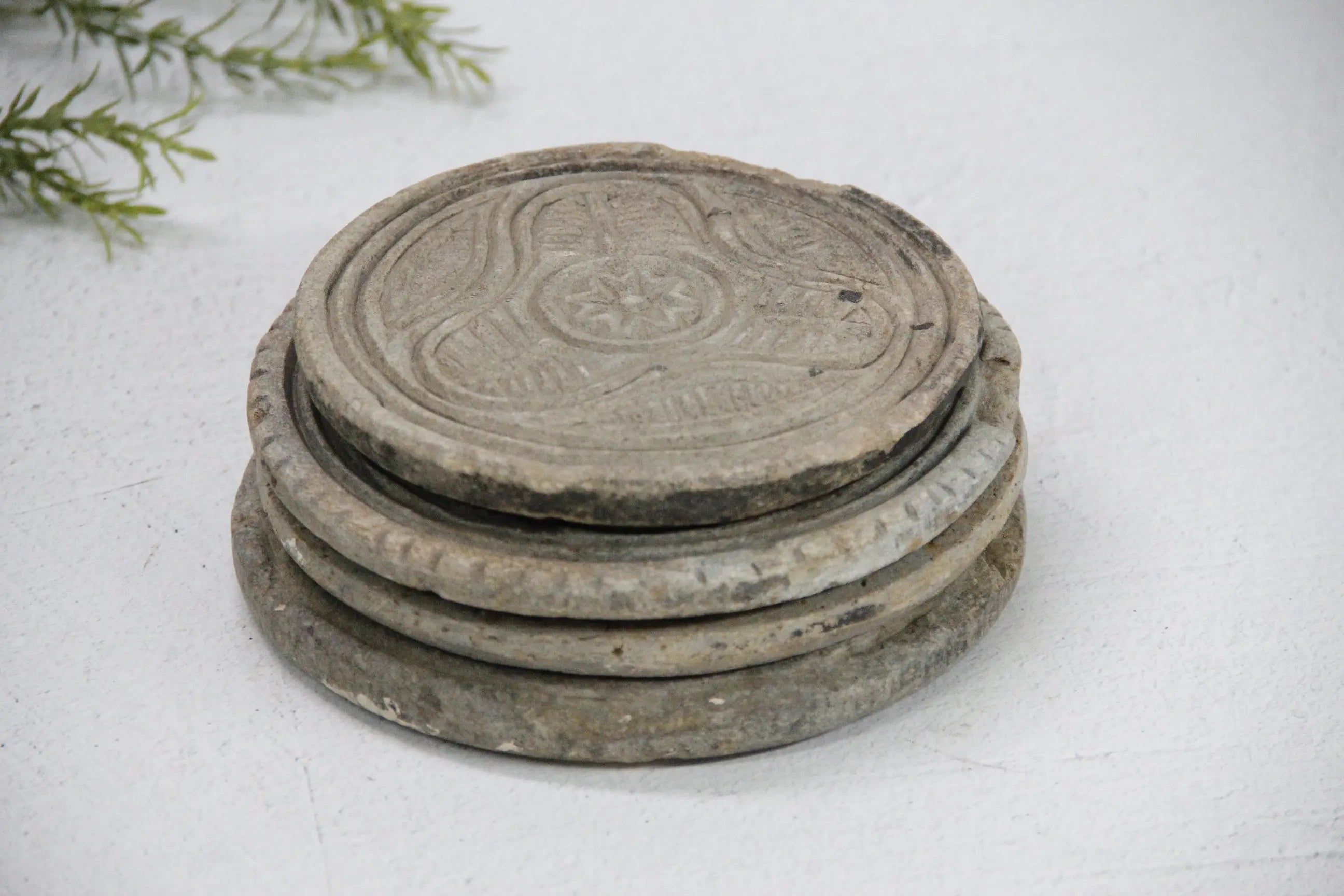 Stone Biscuit Mold Vintage Soapstone Cookie Plate Debra Hall Lifestyle