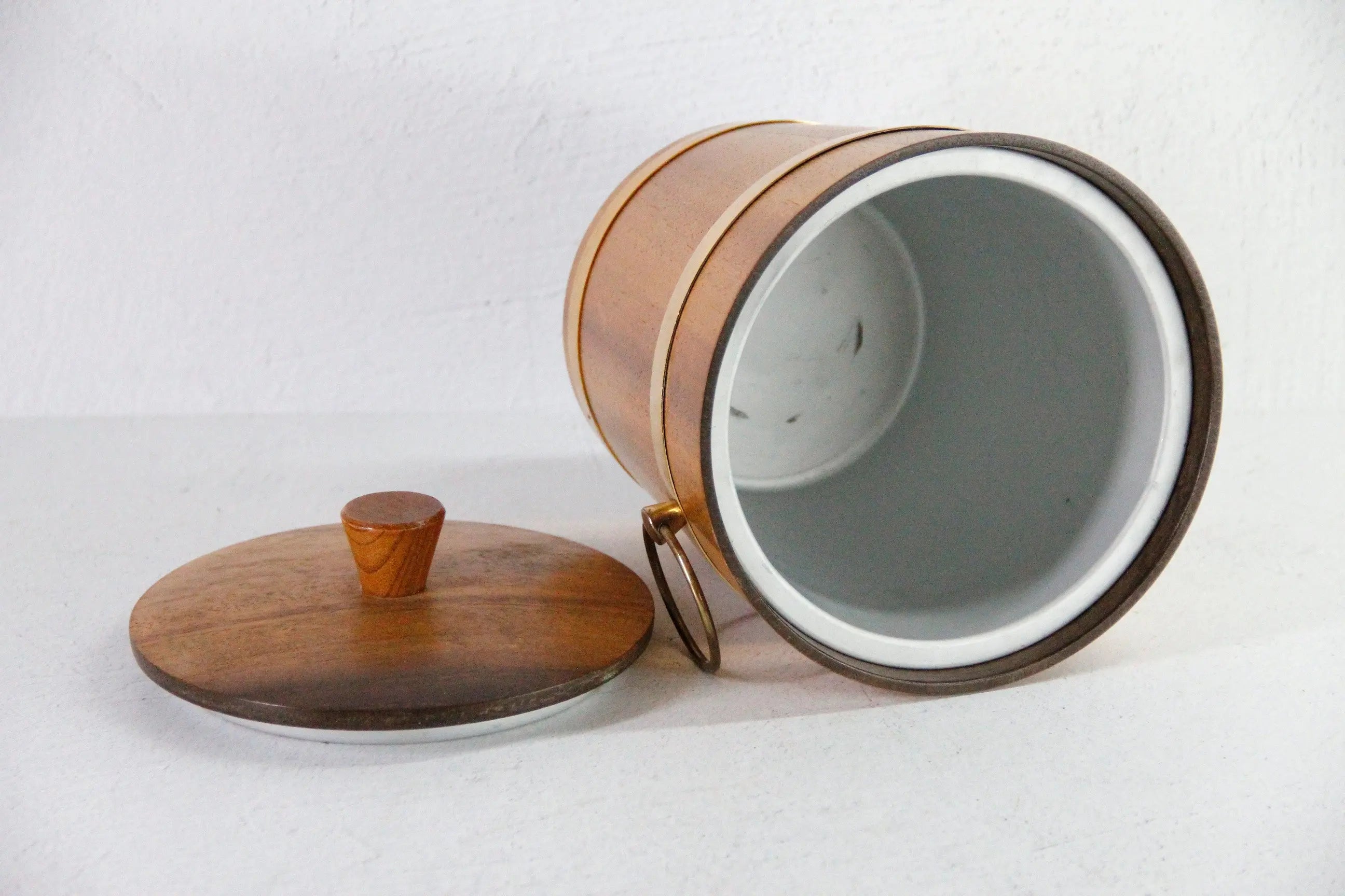 Teak Ice Bucket Vintage | Midcentury with Brass Accents  Debra Hall Lifestyle