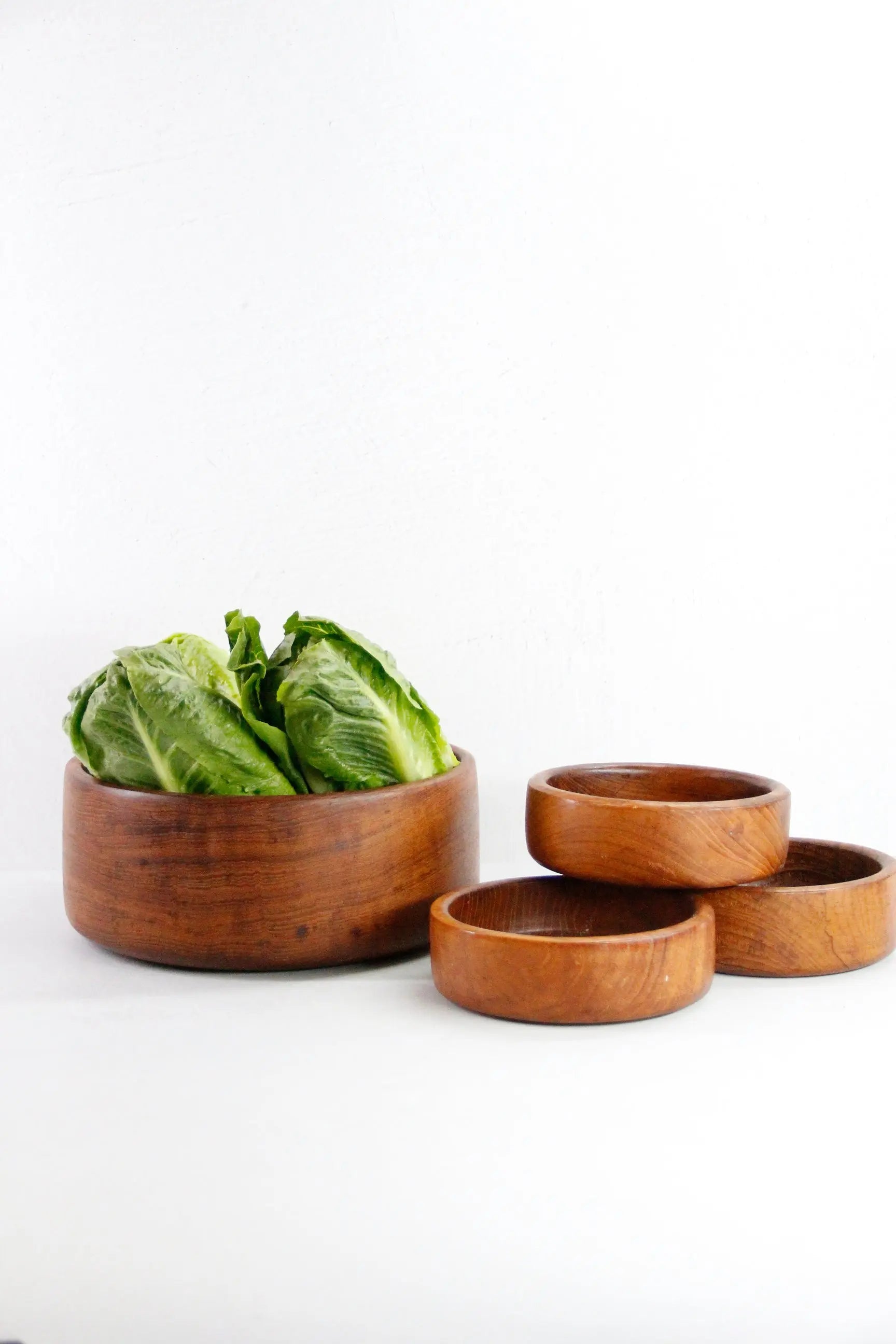 Teak Salad Bowl Set Mid Century | Wood Bowl 4 Pieces  Debra Hall Lifestyle