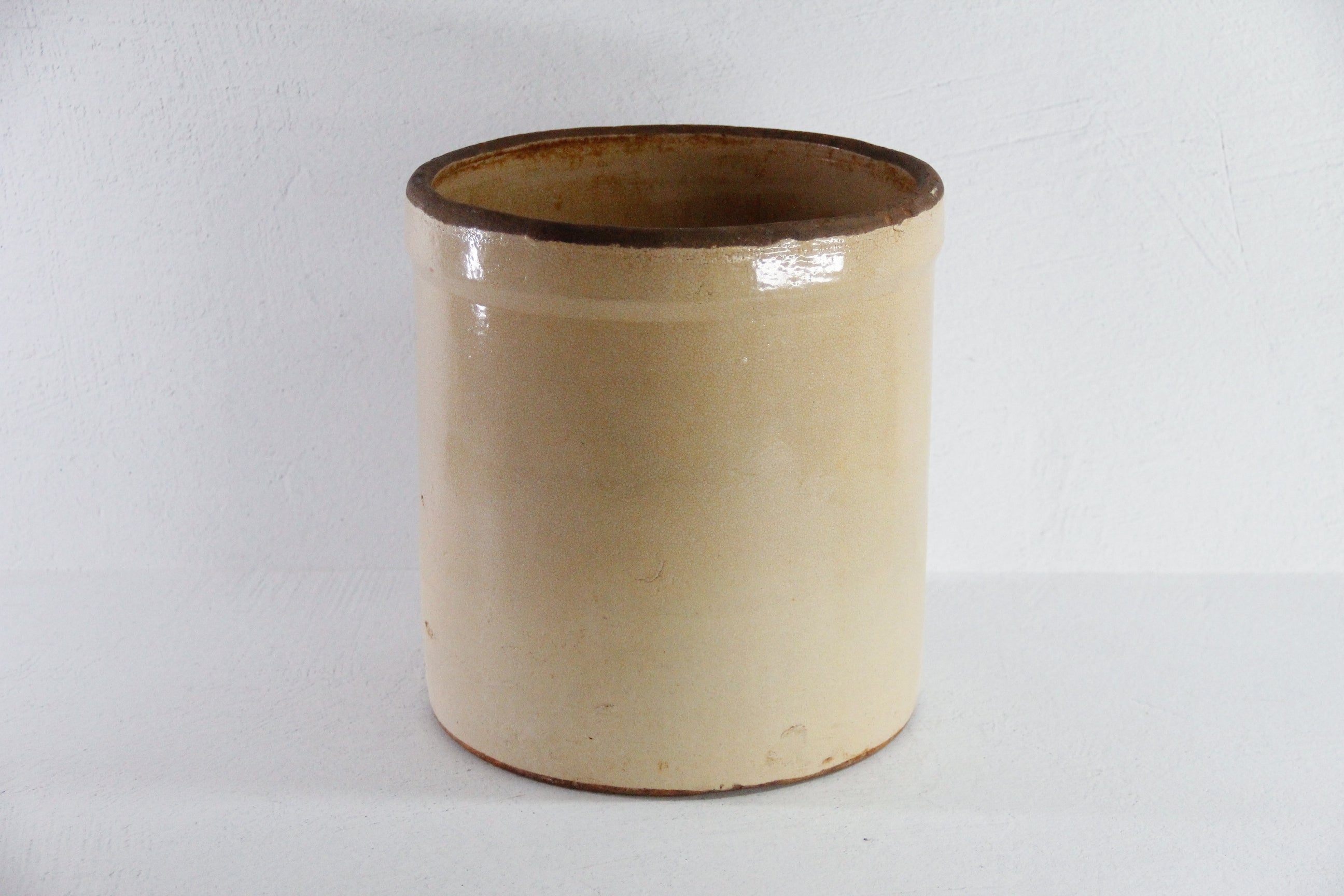 Three Gallon Antique Crock | Primitive Blue Crown Utensil Holder  Debra Hall Lifestyle