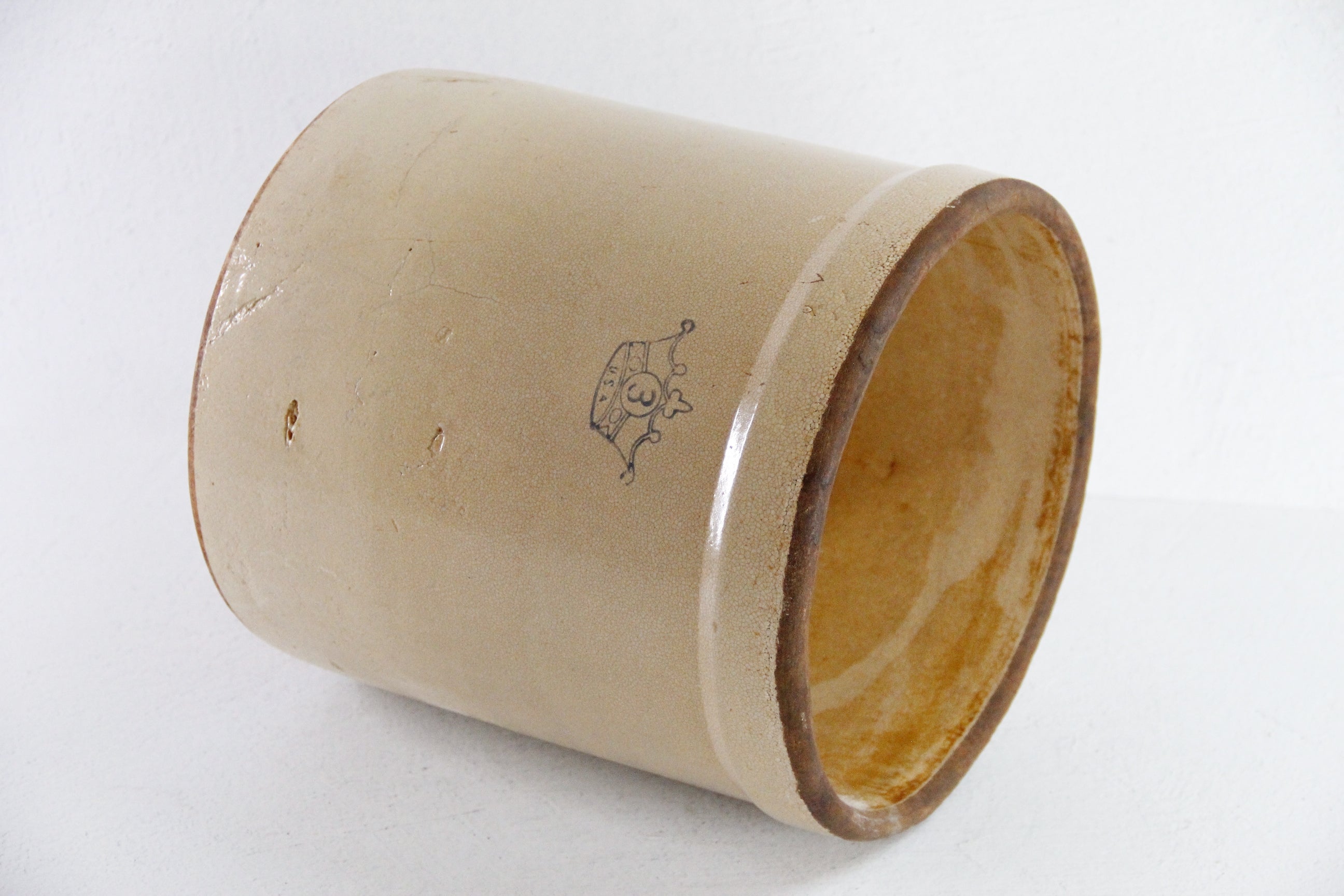 Three Gallon Antique Crock | Primitive Blue Crown Utensil Holder  Debra Hall Lifestyle