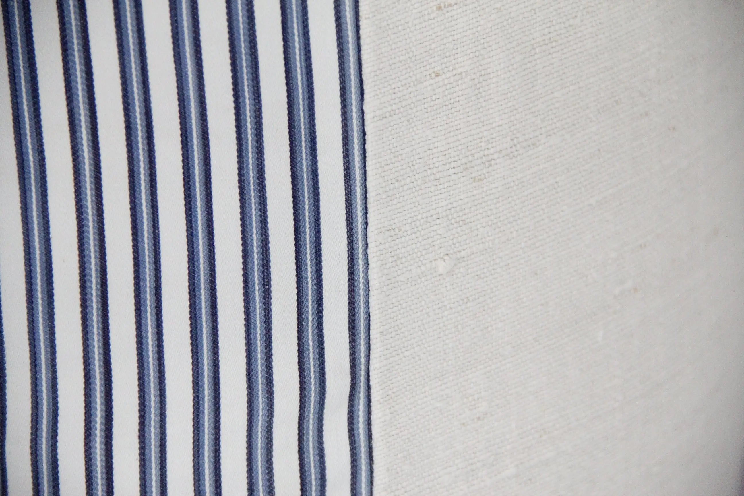 Ticking Fabric Pillow Cover | French Blue Vintage Textile  Debra Hall Lifestyle