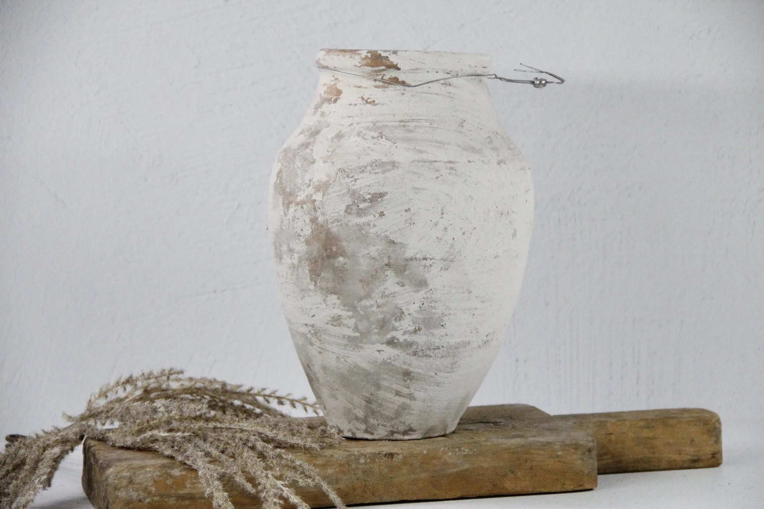 Turkish Olive Jar | Found Vessel European White 11.5"  Debra Hall Lifestyle