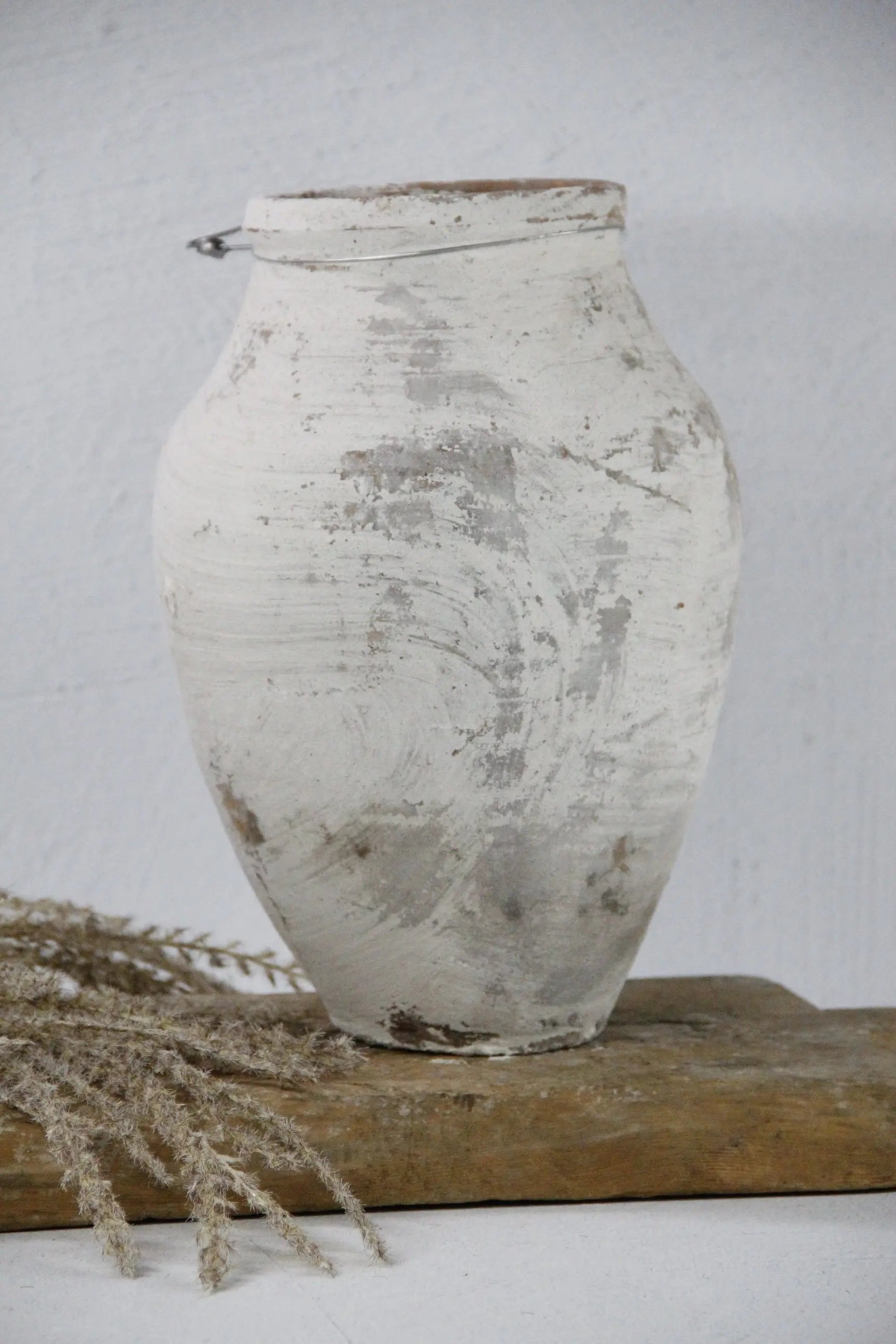 Turkish Olive Jar | Found Vessel European White 11.5"  Debra Hall Lifestyle