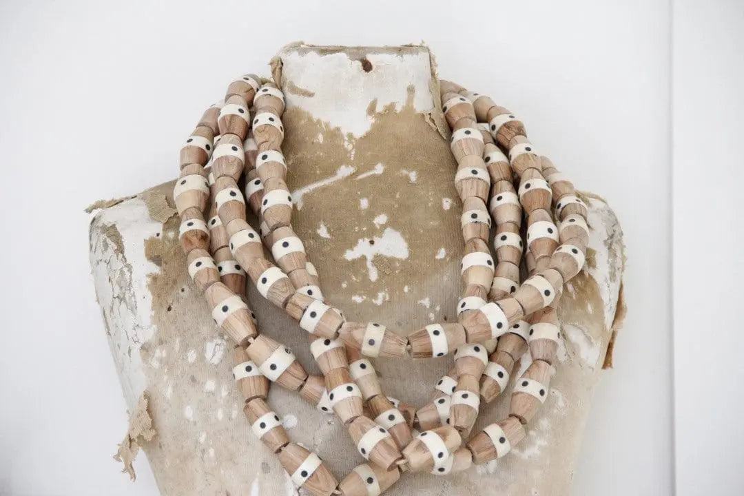 African Bead Strand Wood and Carved Bone Tanzania – Debra Hall