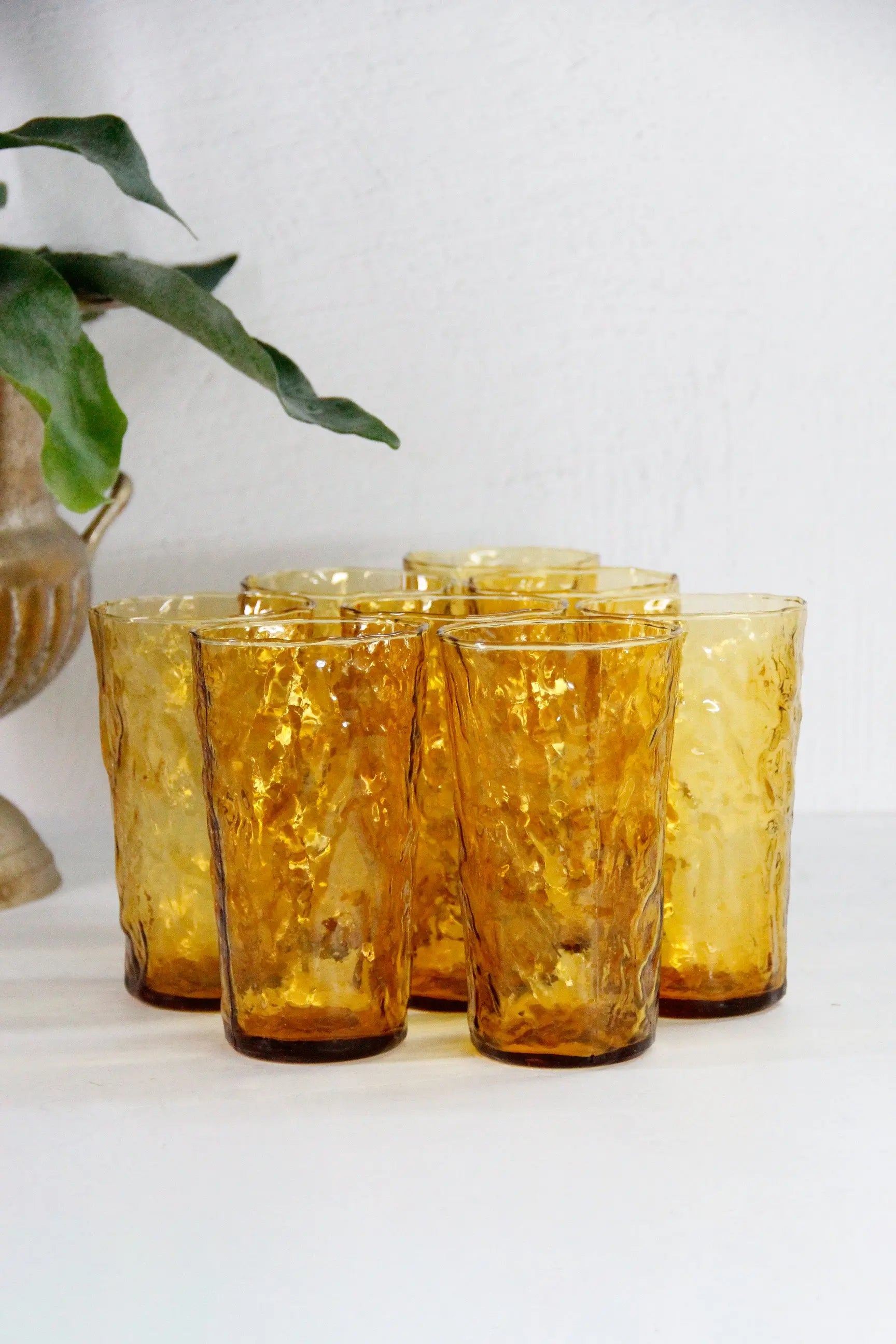 Vintage Amber Tumbler Glass | Morgantown Crinkle Flat Ice Tea  Debra Hall Lifestyle
