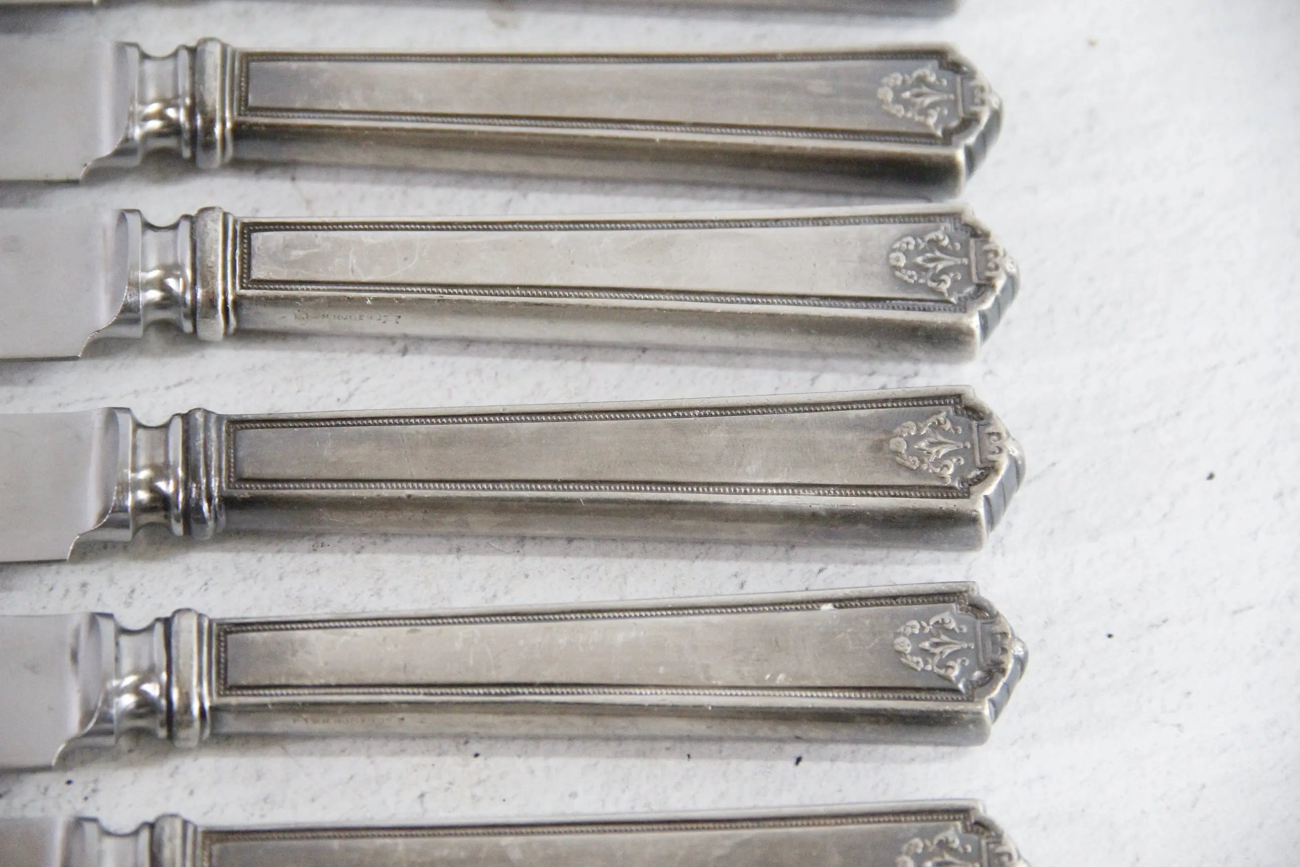 Vintage Art Deco Flatware | Set of 8 Rogers Flora Butter Knives  Debra Hall Lifestyle