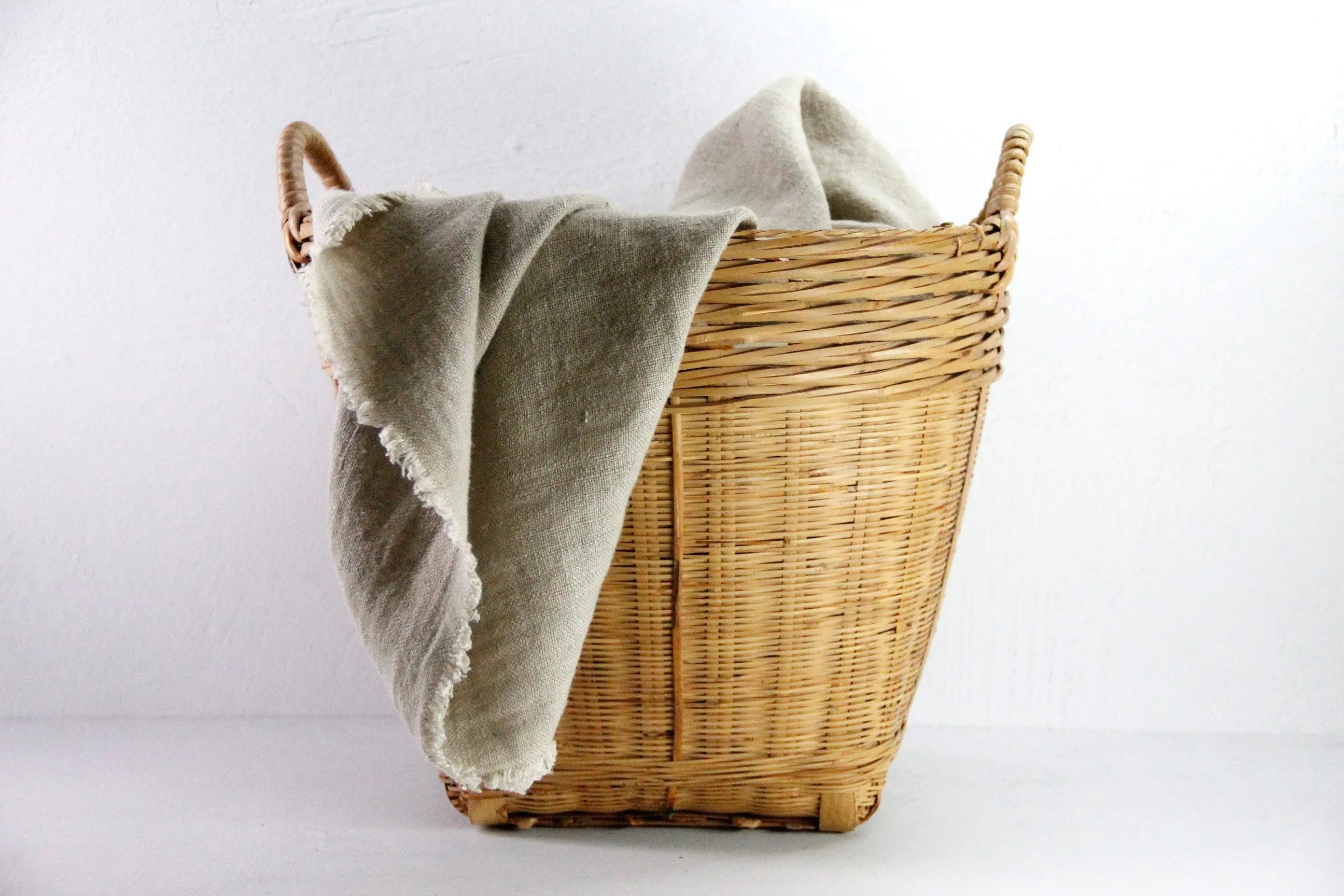 Vintage Bamboo Basket | Asian Woven Planter Basket Storage  Debra Hall Lifestyle