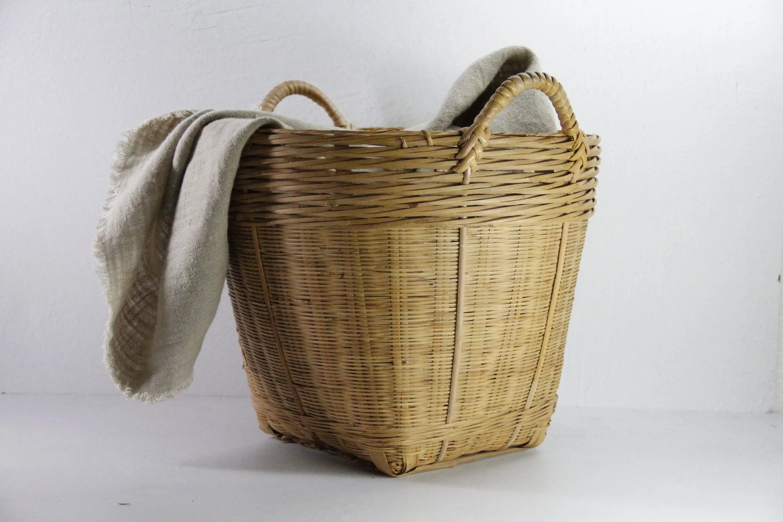 Vintage Bamboo Basket | Asian Woven Planter Basket Storage  Debra Hall Lifestyle