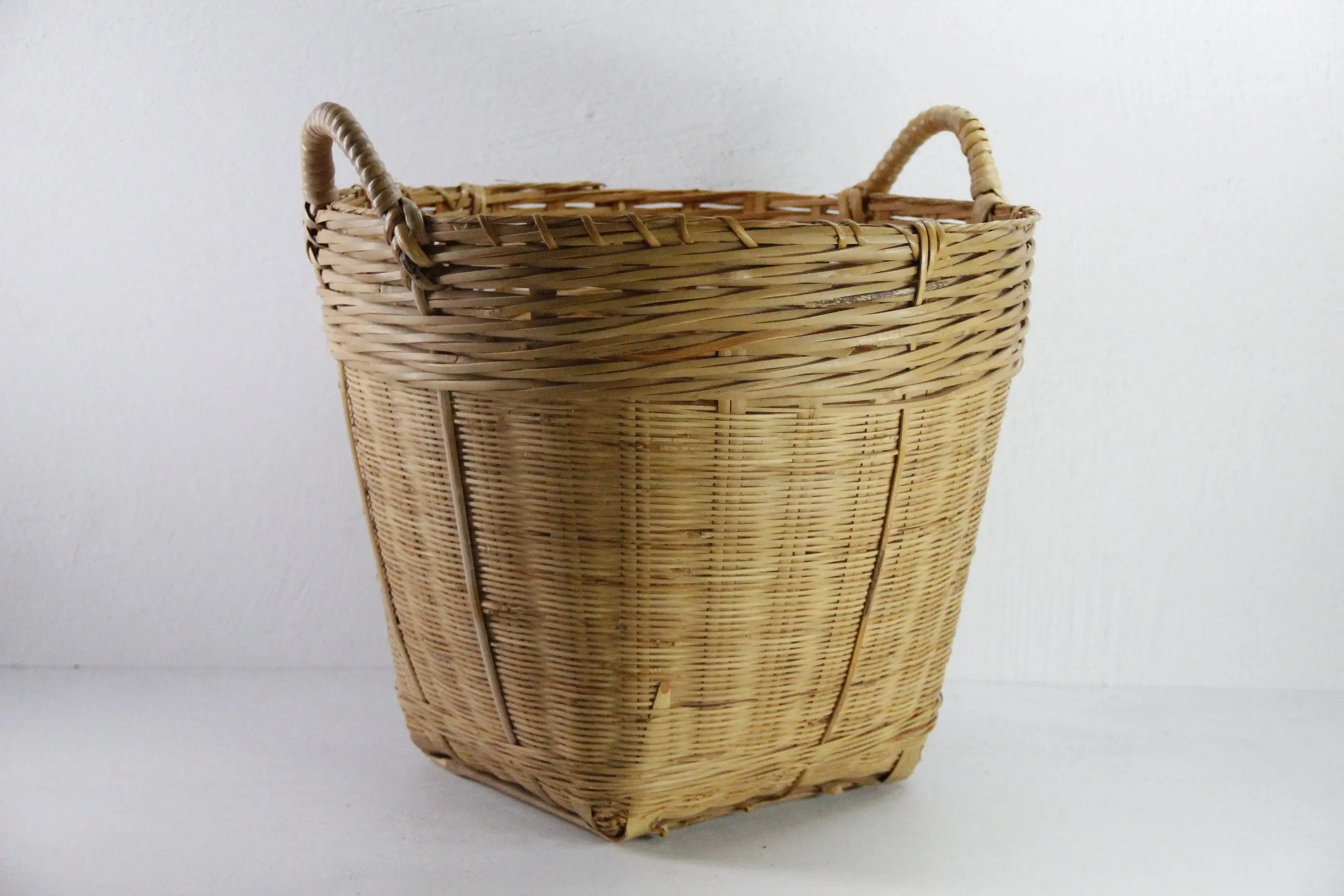 Vintage Bamboo Basket | Asian Woven Planter Basket Storage  Debra Hall Lifestyle