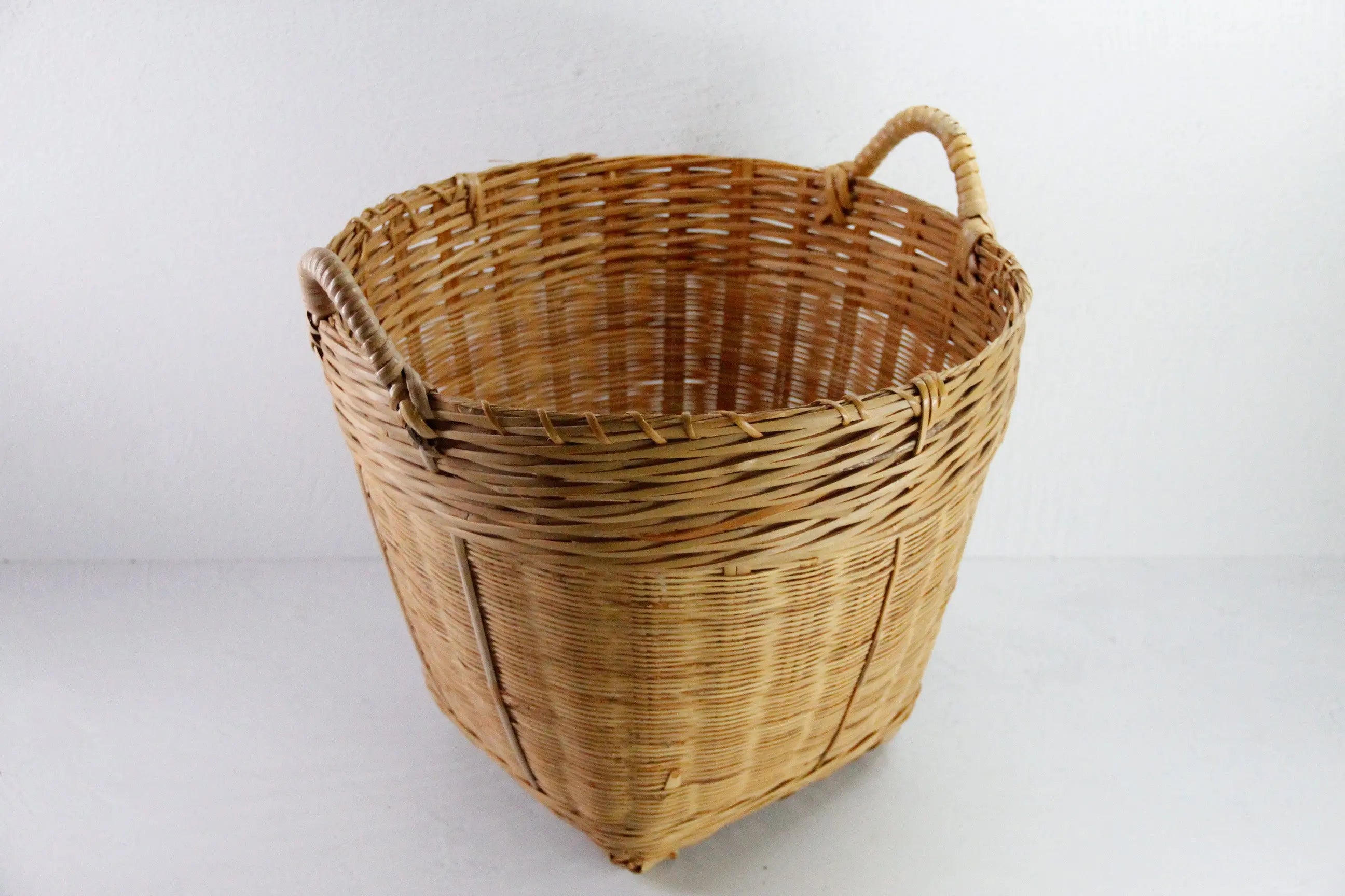 Vintage Bamboo Basket | Asian Woven Planter Basket Storage  Debra Hall Lifestyle