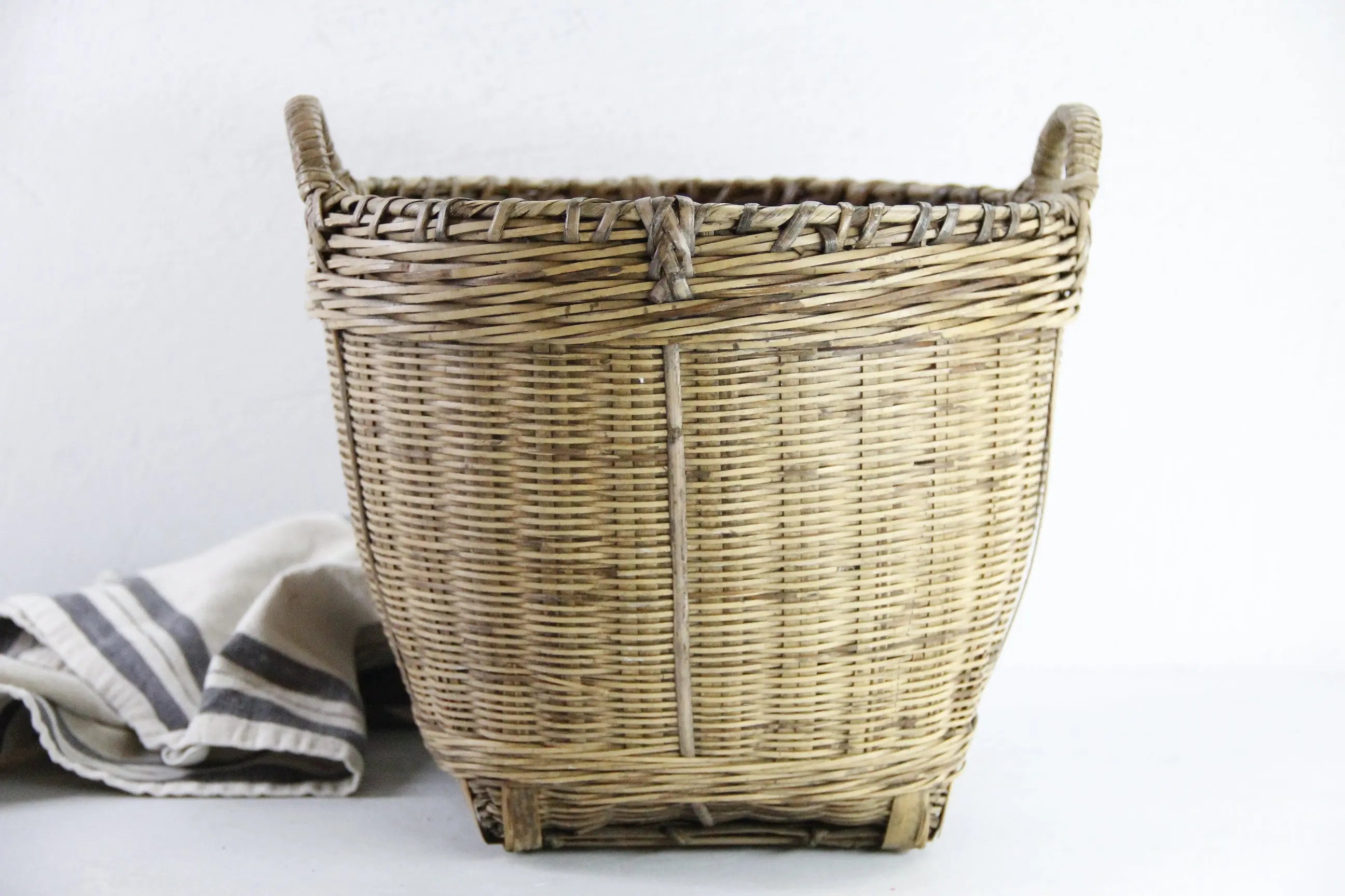 Vintage Bamboo Basket | Asian Woven Planter Basket Storage  Debra Hall Lifestyle