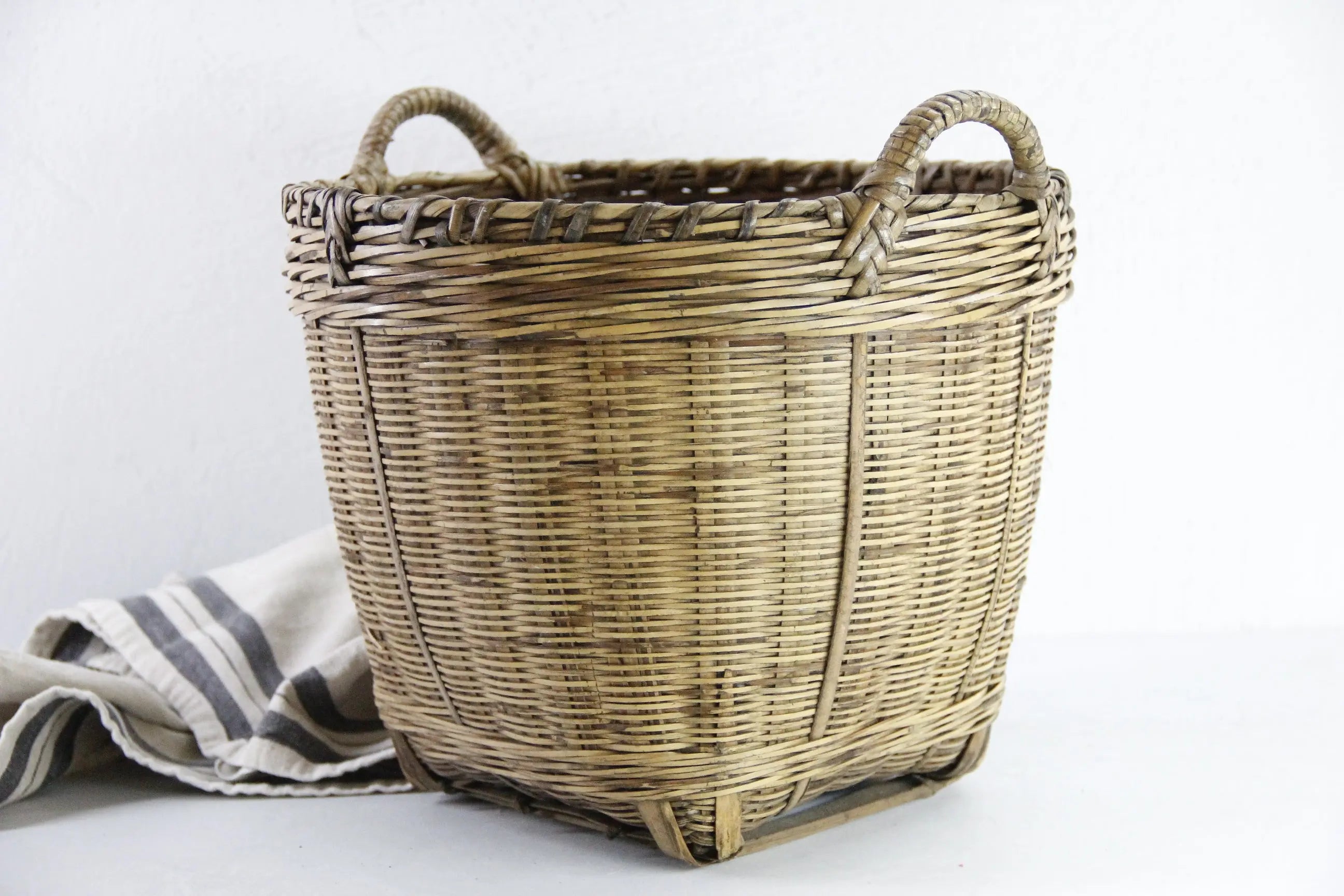 Vintage Bamboo Basket | Asian Woven Planter Basket Storage  Debra Hall Lifestyle