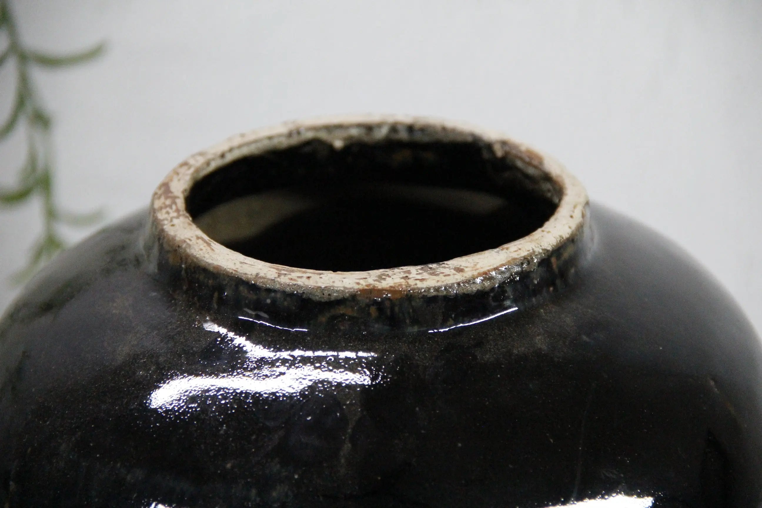 Vintage Black Glazed Pottery | Chinese Oil Pot  Debra Hall Lifestyle