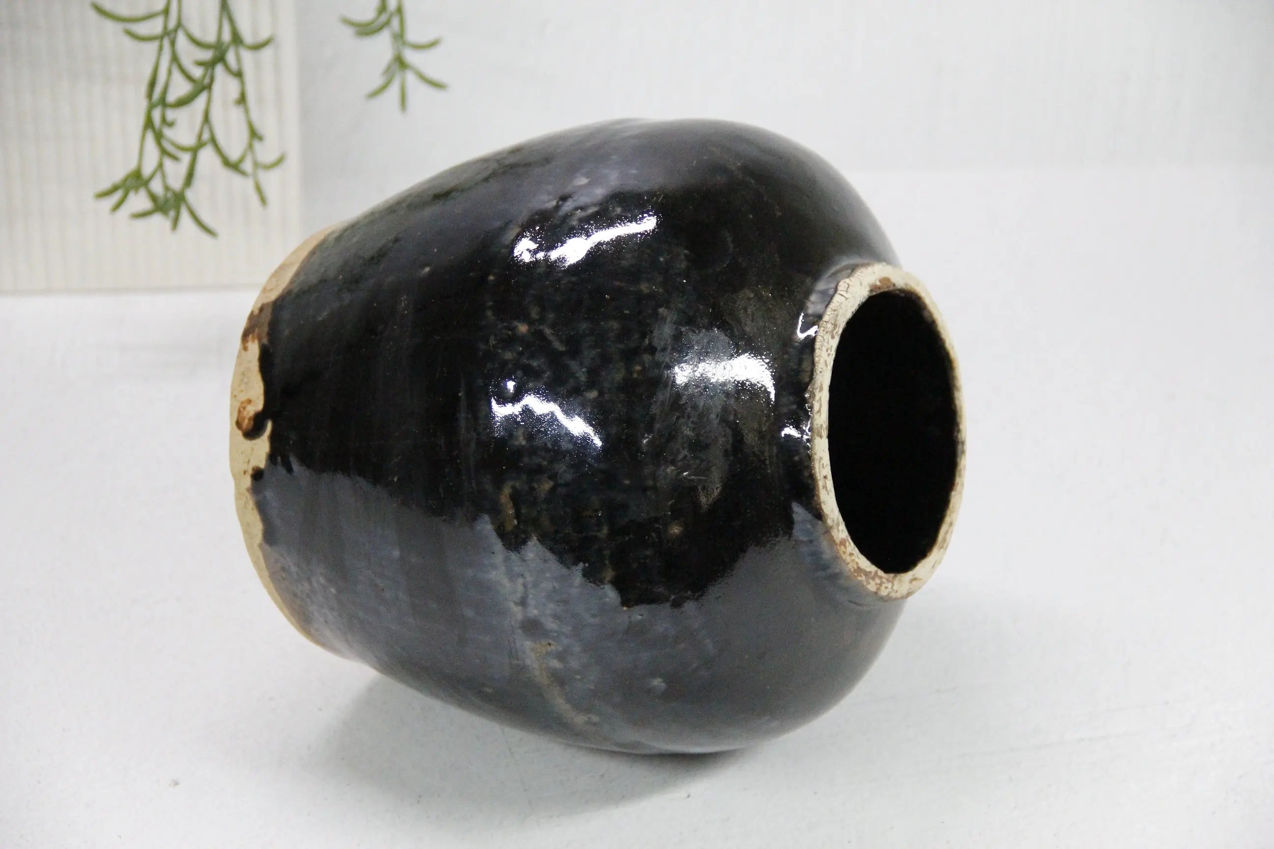 Vintage Black Glazed Pottery | Chinese Oil Pot  Debra Hall Lifestyle