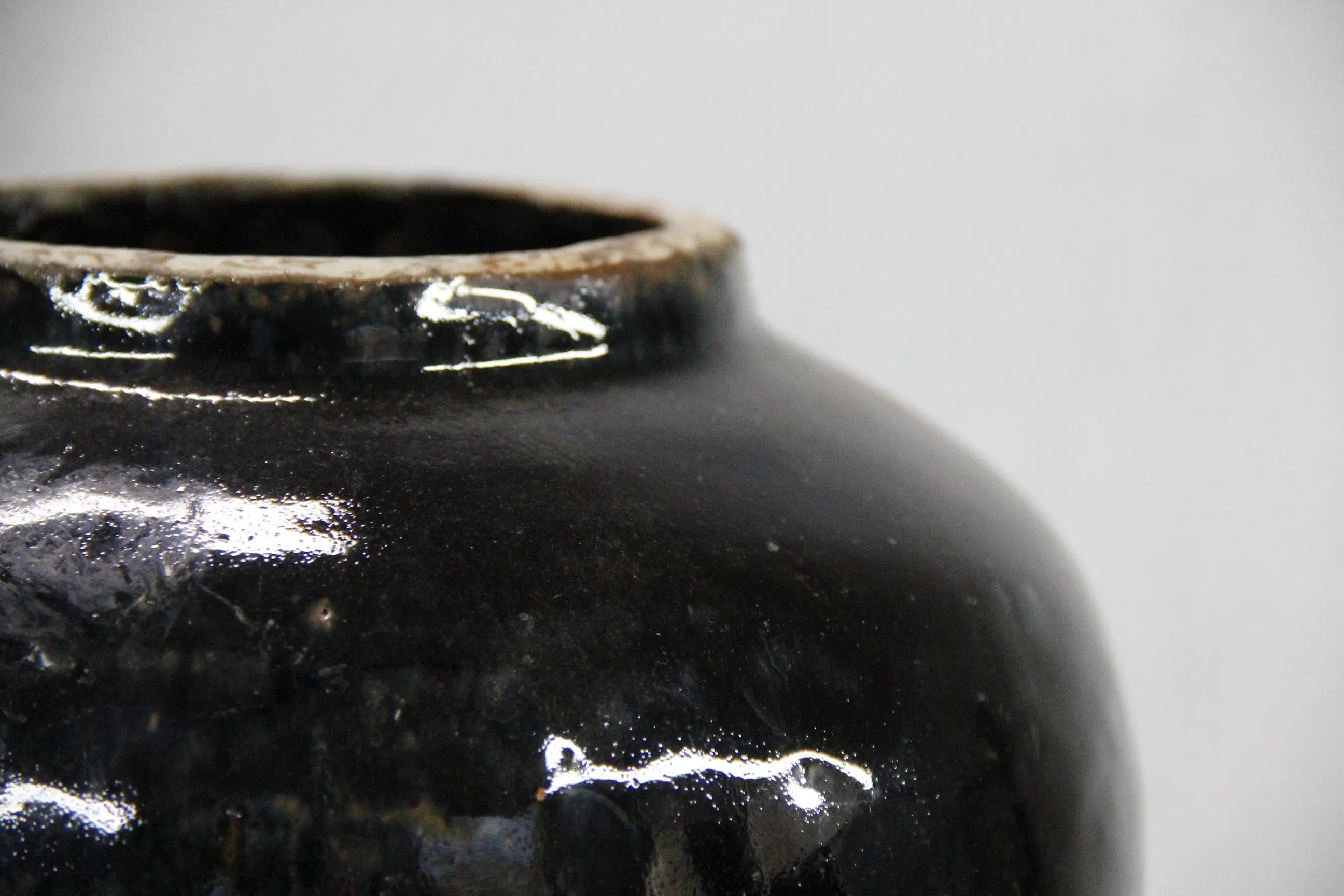 Vintage Black Glazed Pottery | Chinese Oil Pot  Debra Hall Lifestyle