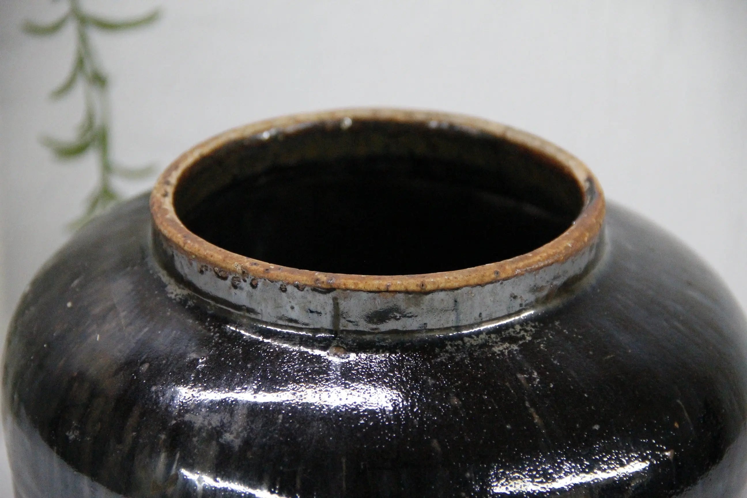 Vintage Black Pottery | Glazed Oil Pot  Debra Hall Lifestyle