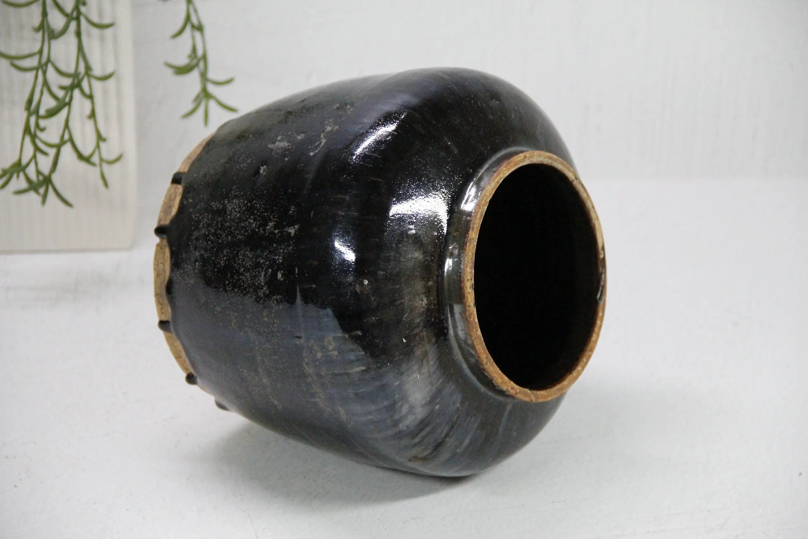 Vintage Black Pottery | Glazed Oil Pot  Debra Hall Lifestyle