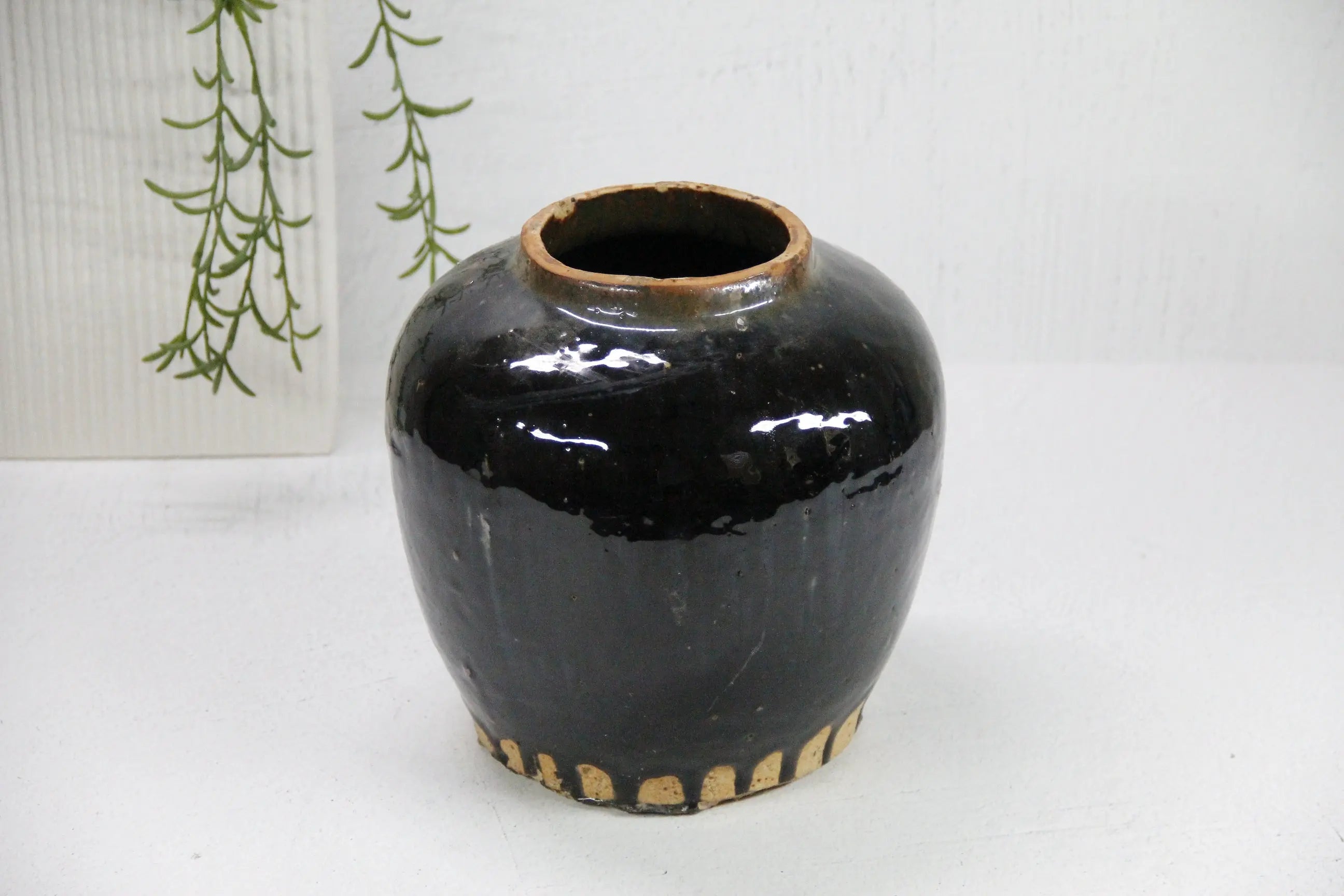 Vintage Black Pottery | Glossy Oil Pot  Debra Hall Lifestyle