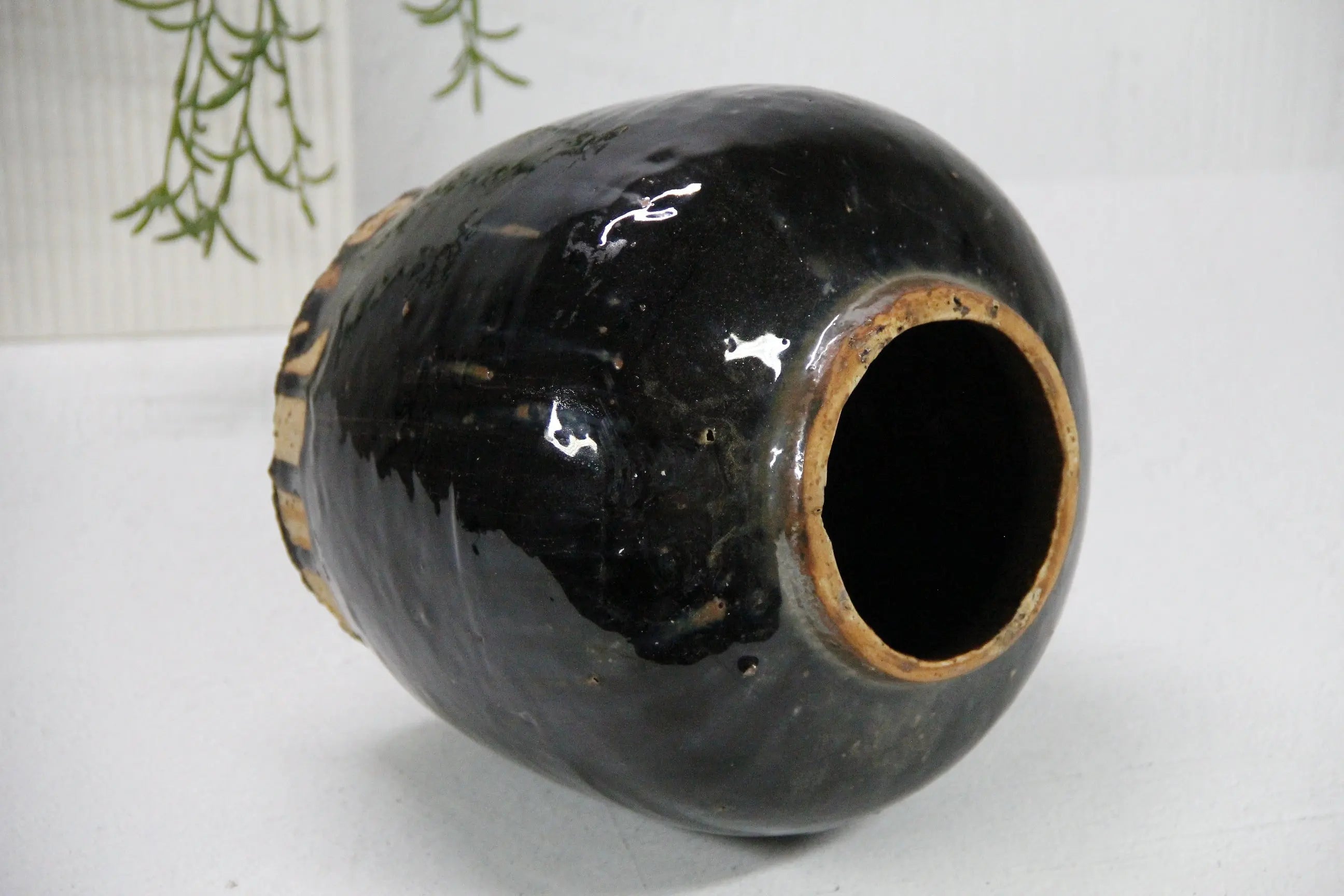 Vintage Black Pottery | Glossy Oil Pot  Debra Hall Lifestyle