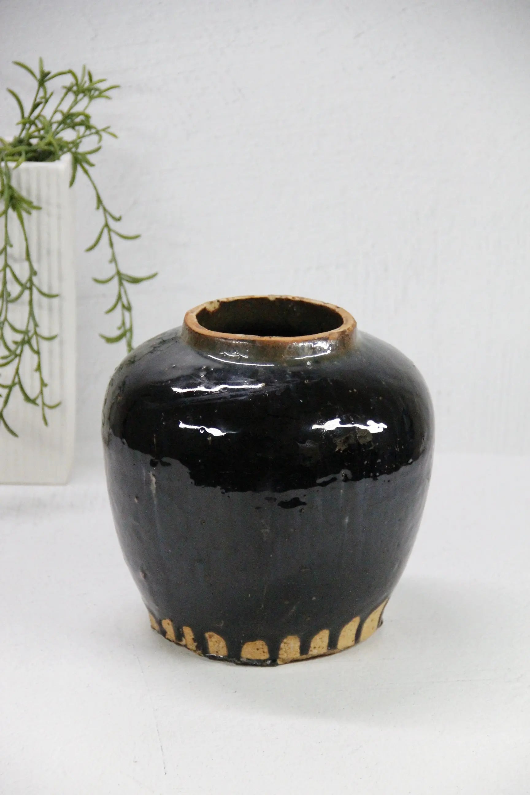 Vintage Black Pottery | Glossy Oil Pot  Debra Hall Lifestyle