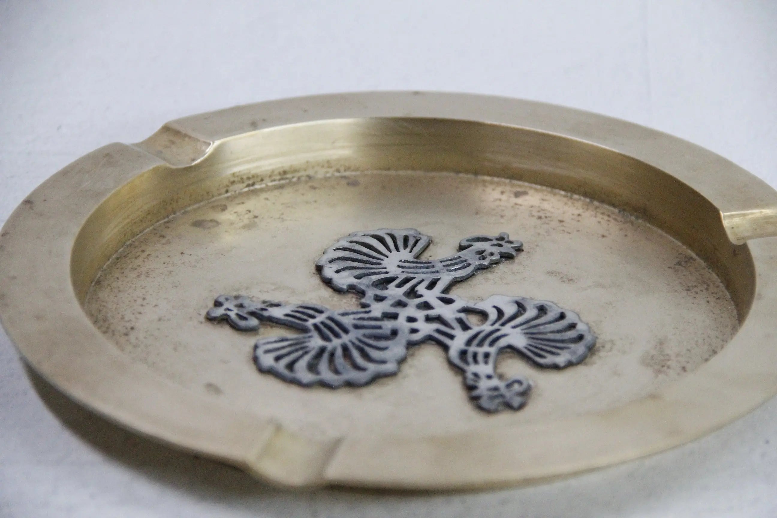 Vintage Brass Ashtray France | Classic Rooster/Cocks  Debra Hall Lifestyle