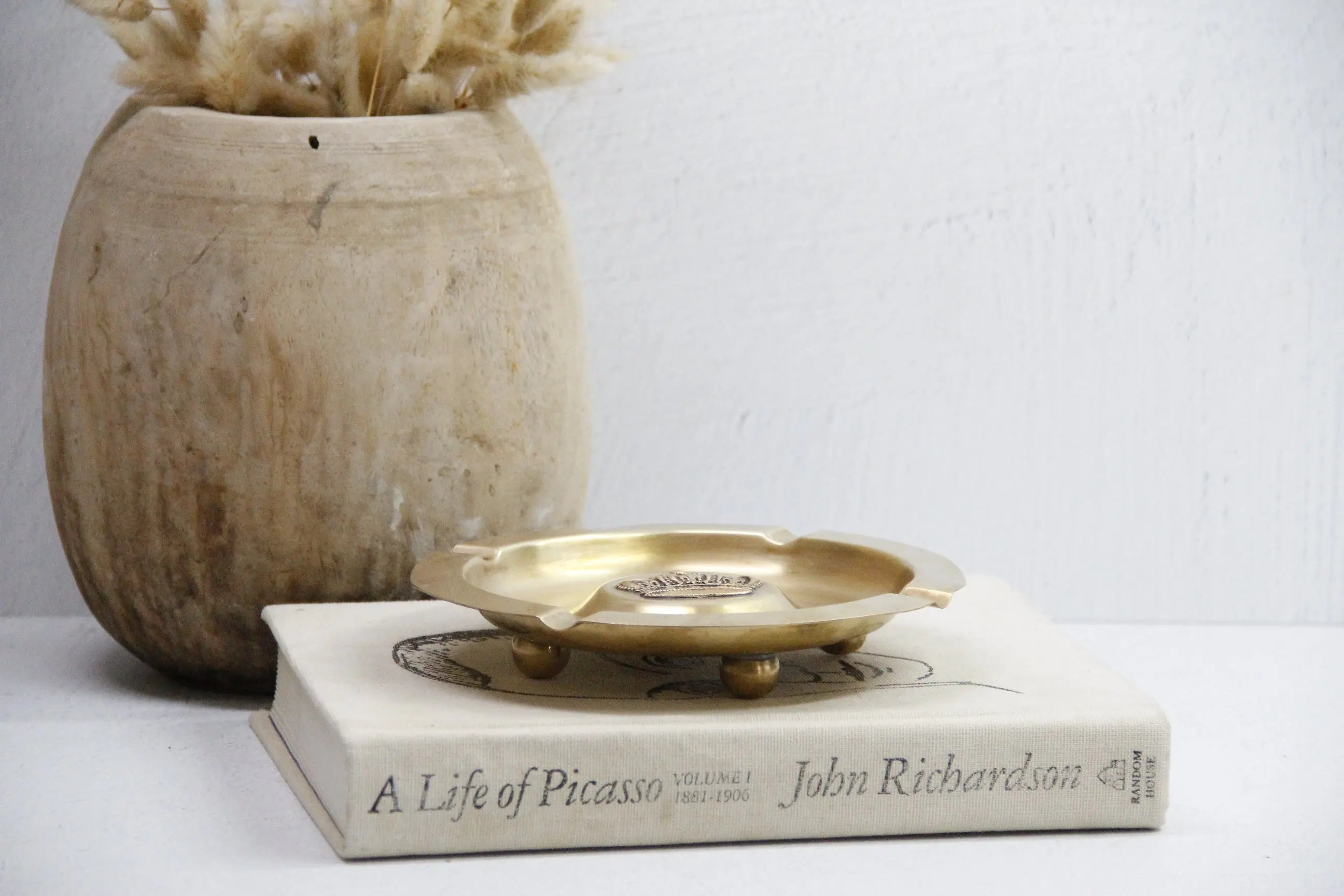 Vintage Brass Ashtray | Footed W/Center Royal Crown  Debra Hall Lifestyle