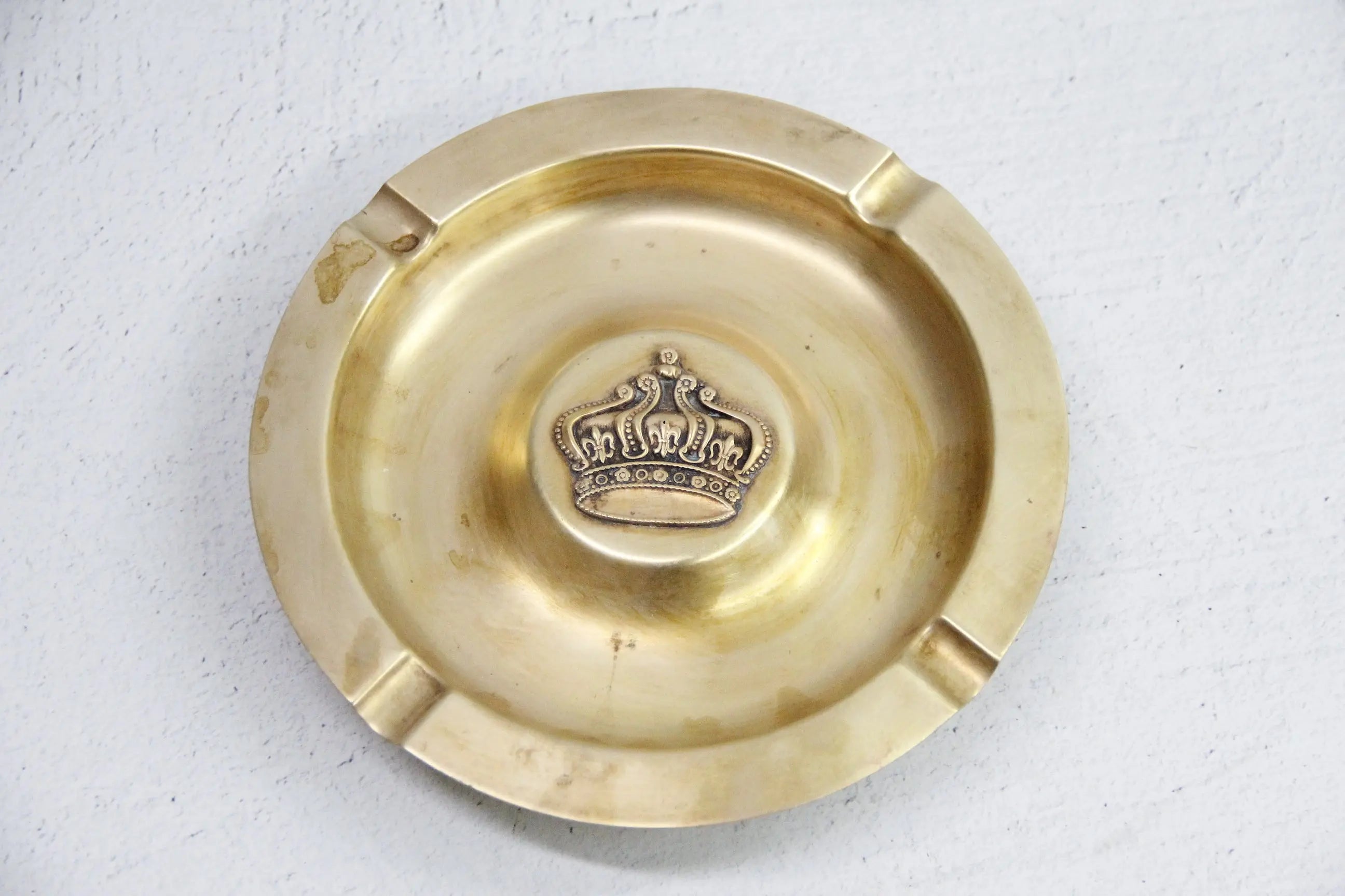 Vintage Brass Ashtray | Footed W/Center Royal Crown  Debra Hall Lifestyle