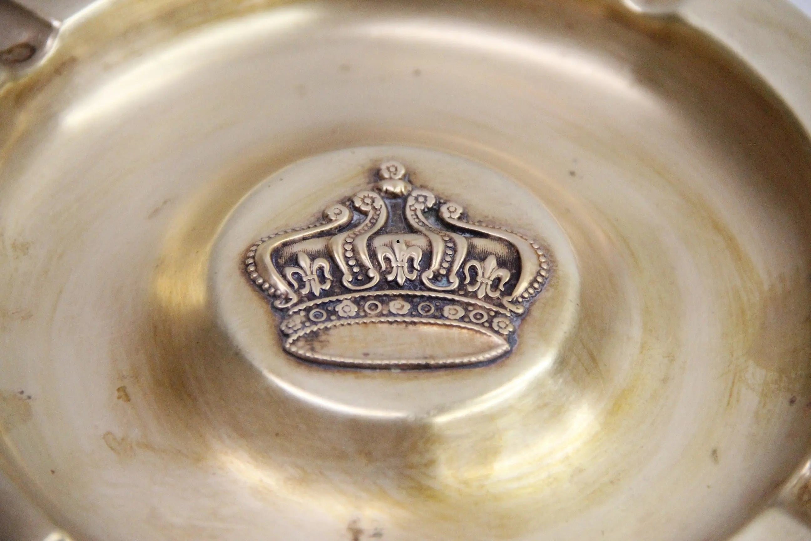Vintage Brass Ashtray | Footed W/Center Royal Crown  Debra Hall Lifestyle