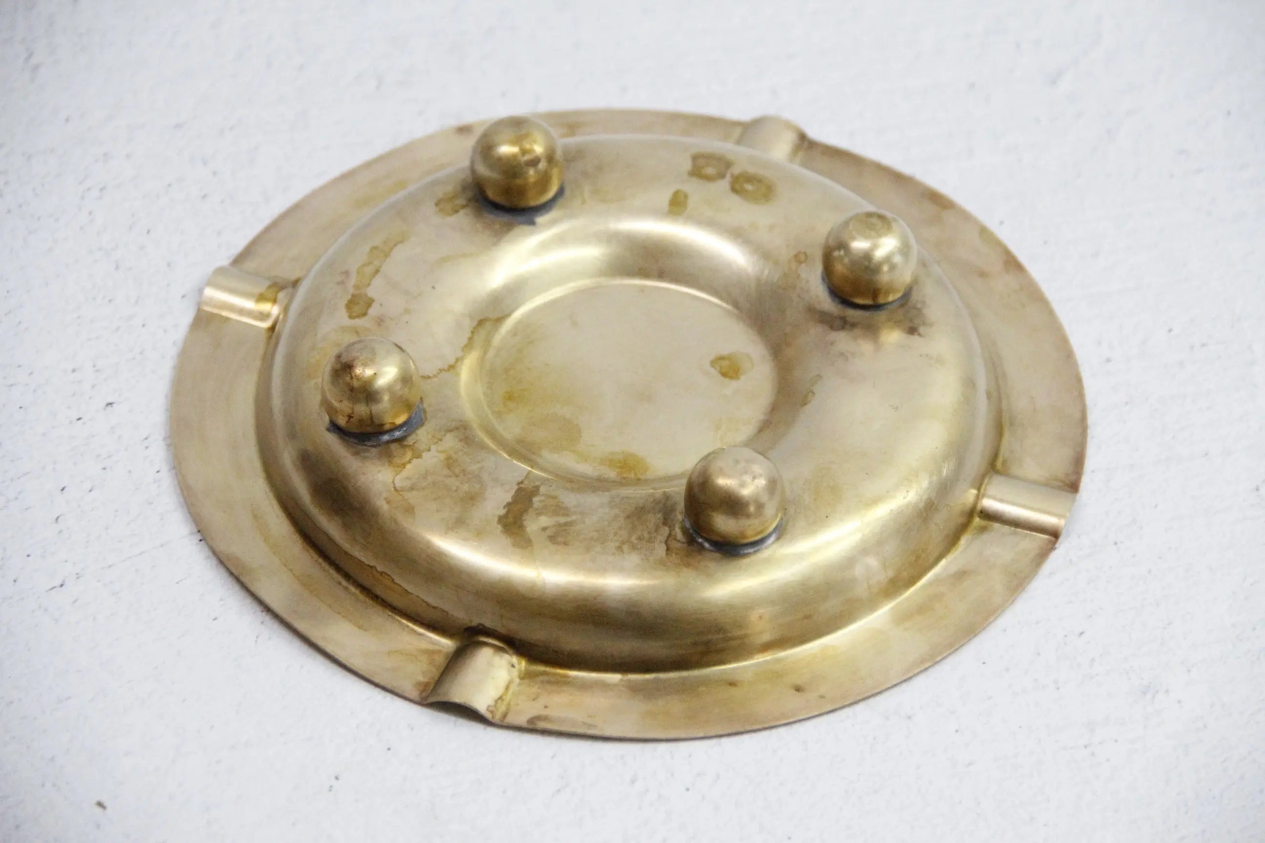Vintage Brass Ashtray | Footed W/Center Royal Crown  Debra Hall Lifestyle