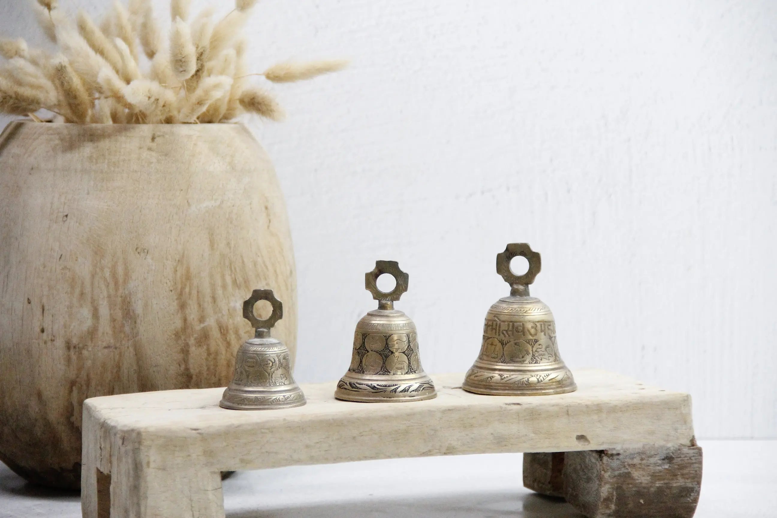 Vintage Brass Bells India | Hanging Chapel Bells, 3 Pcs  Debra Hall Lifestyle