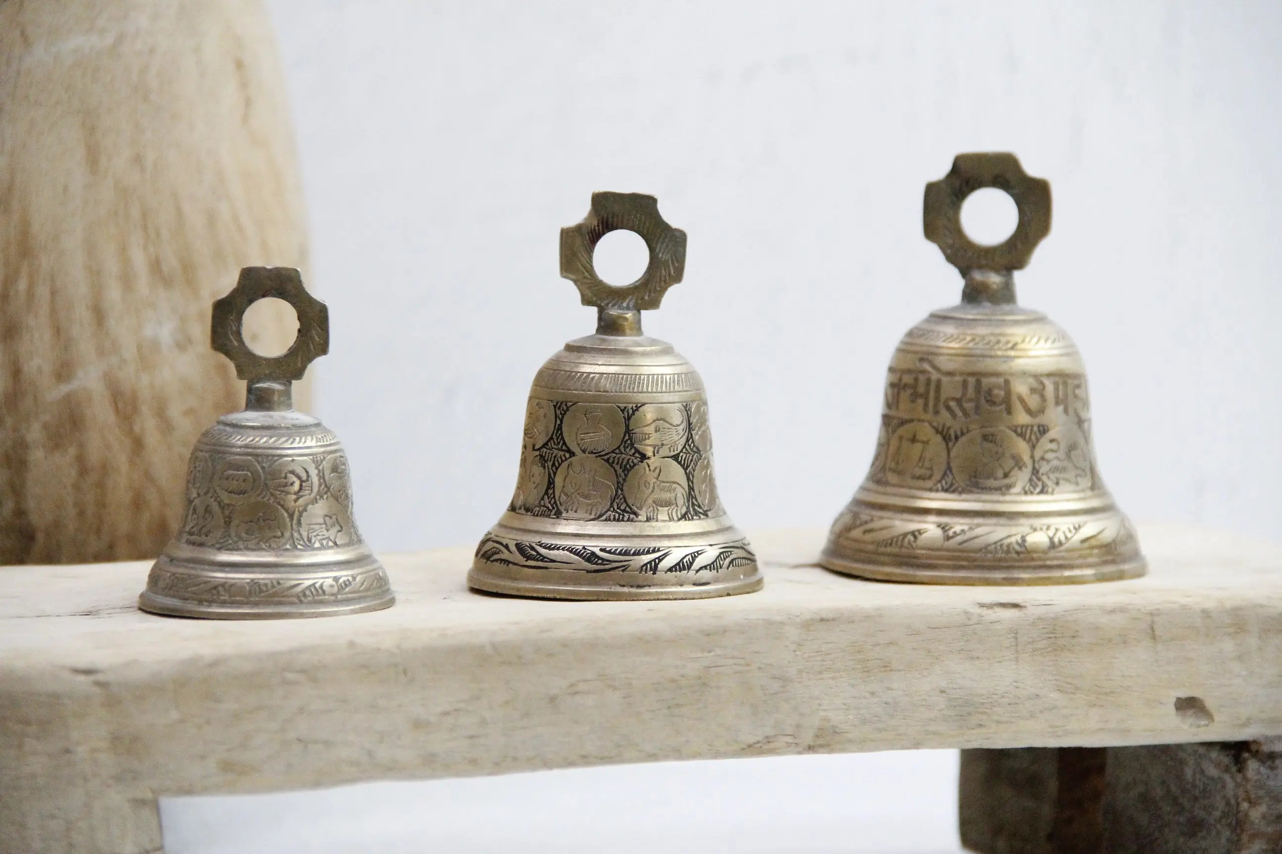 Vintage Brass Bells India | Hanging Chapel Bells, 3 Pcs  Debra Hall Lifestyle