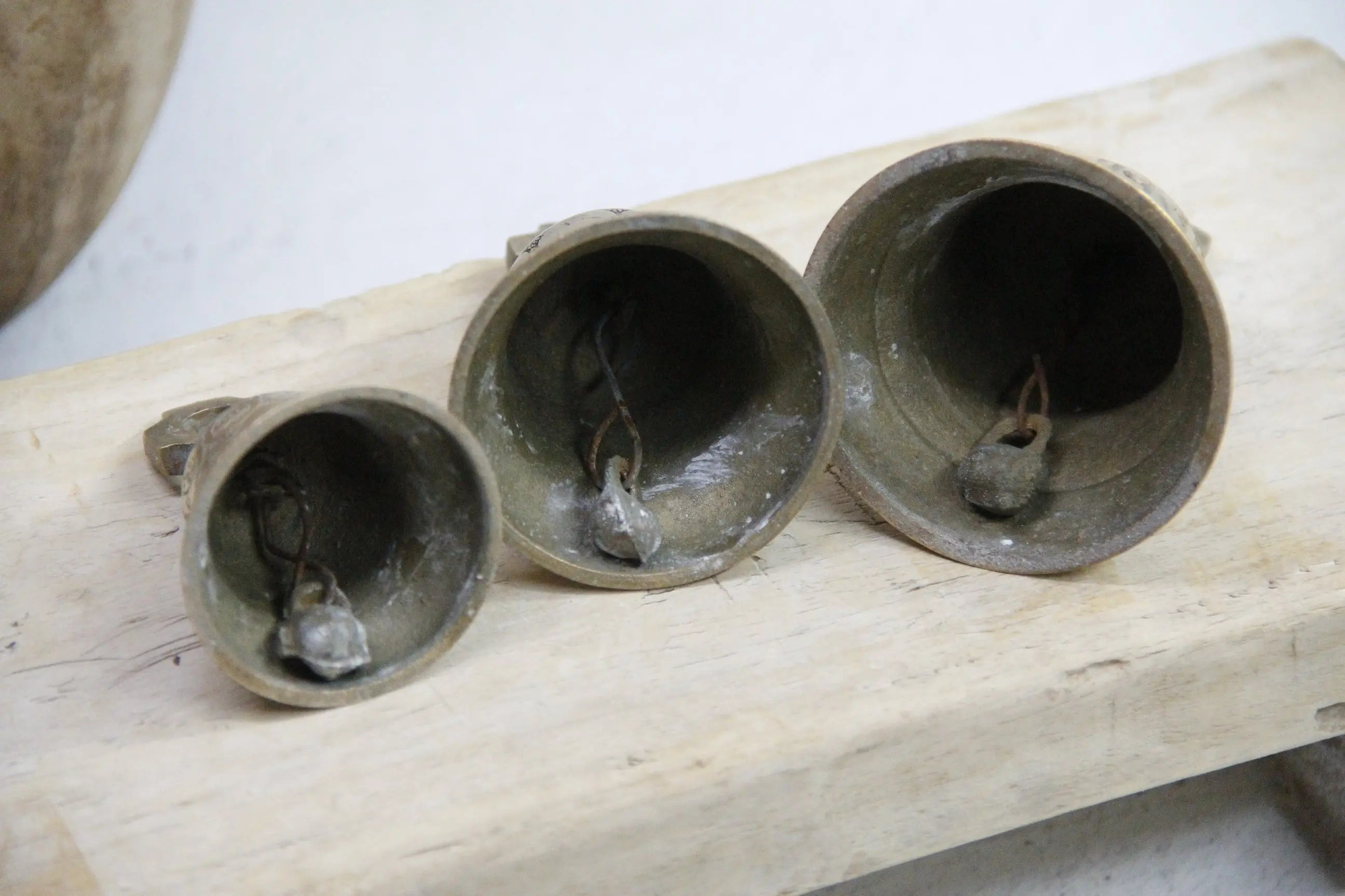 Vintage Brass Bells India | Hanging Chapel Bells, 3 Pcs  Debra Hall Lifestyle