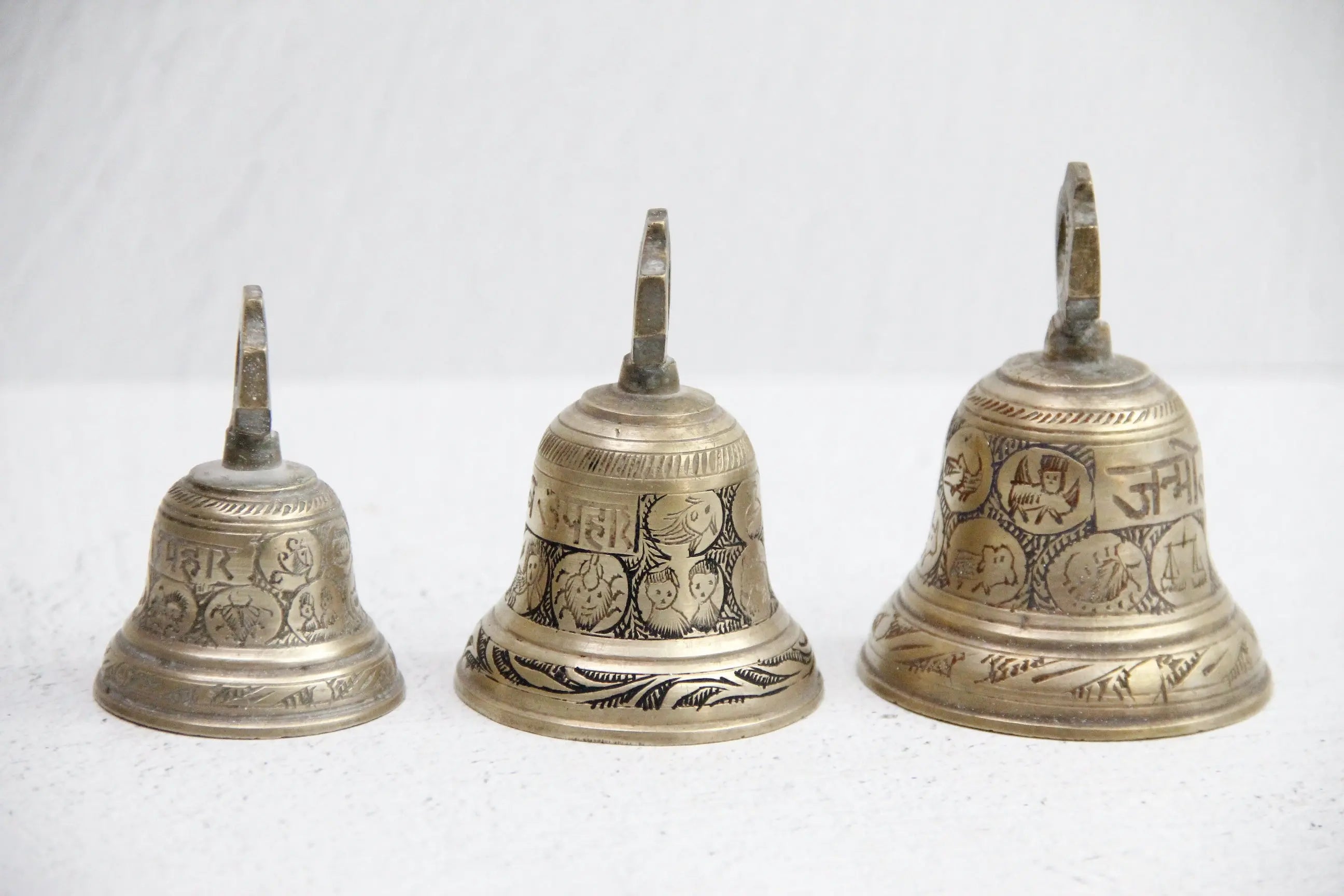 Vintage Brass Bells India | Hanging Chapel Bells, 3 Pcs  Debra Hall Lifestyle