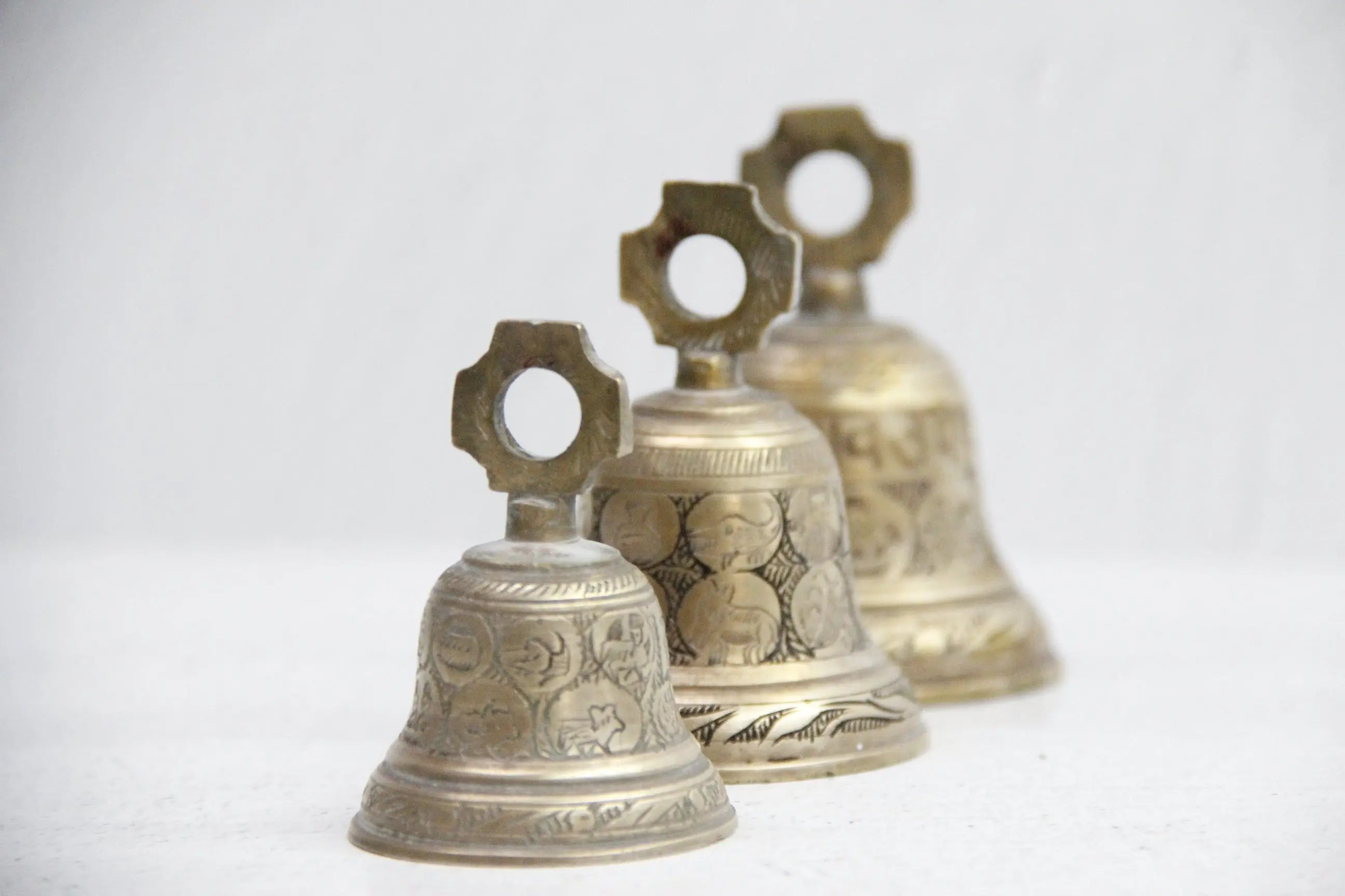 Vintage Brass Bells India | Hanging Chapel Bells, 3 Pcs  Debra Hall Lifestyle