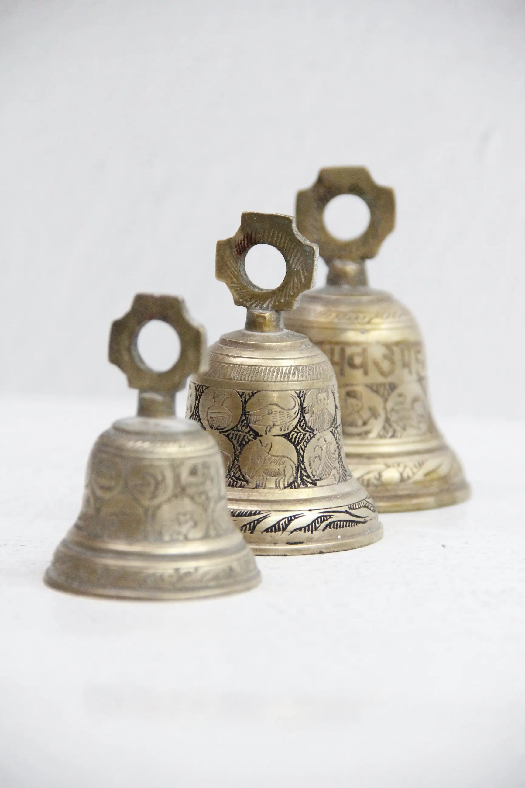 Vintage Brass Bells India | Hanging Chapel Bells, 3 Pcs  Debra Hall Lifestyle
